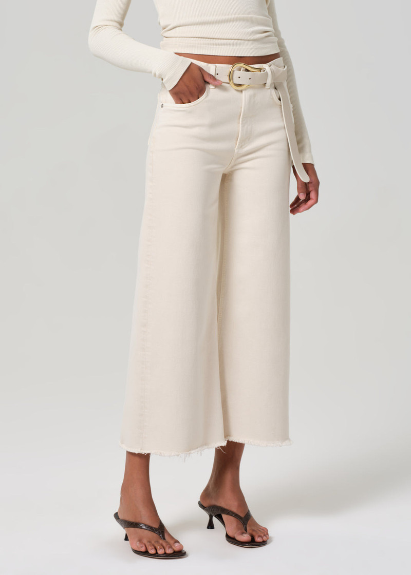 Lyra Wide Leg Crop Raw Hem In Almondette 5