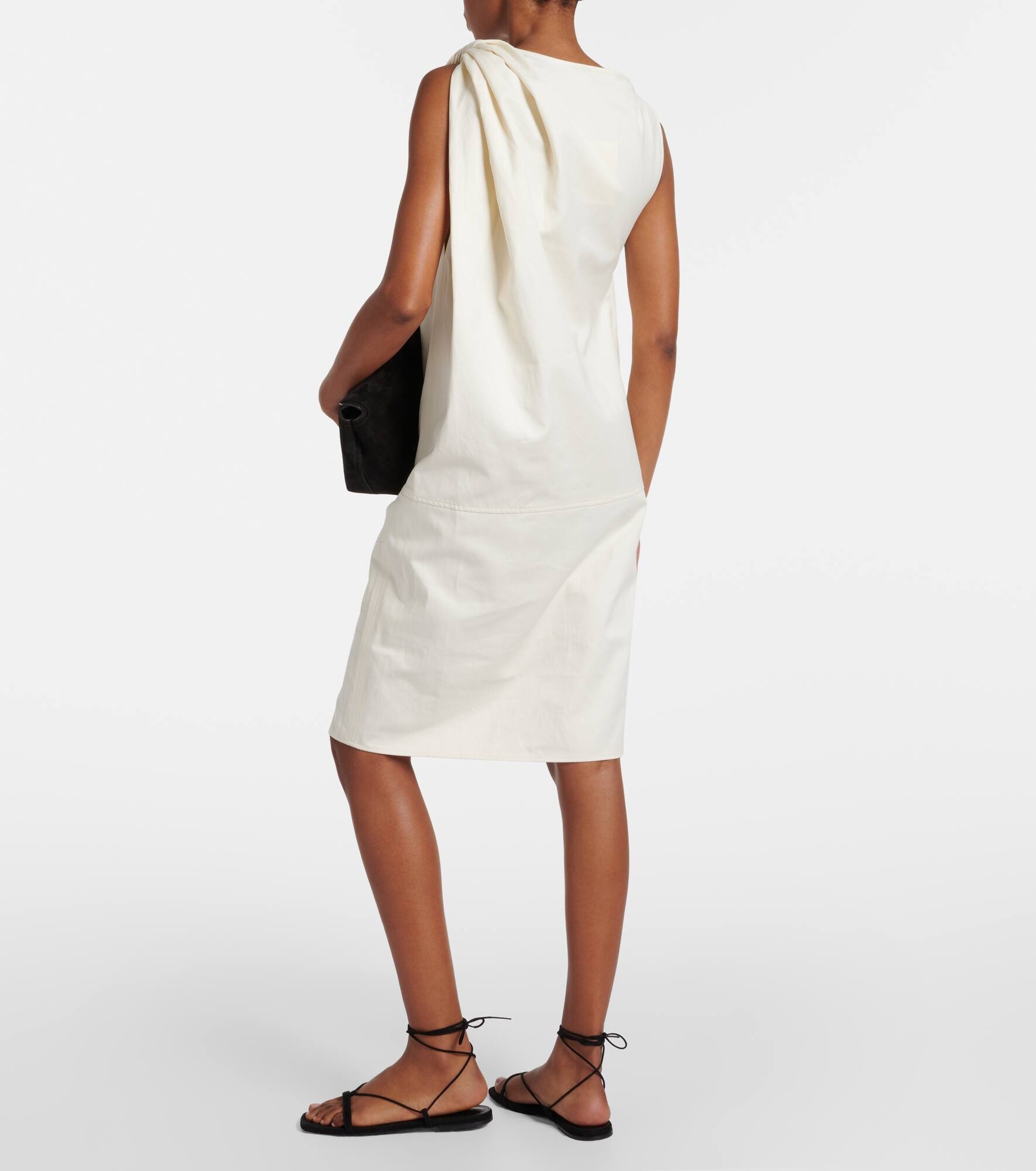Draped cotton and linen minidress - 3