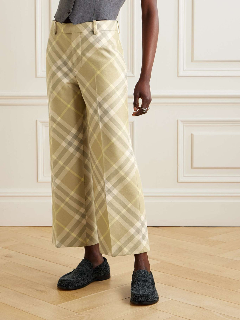 Cropped checked wool straight-leg pants 3