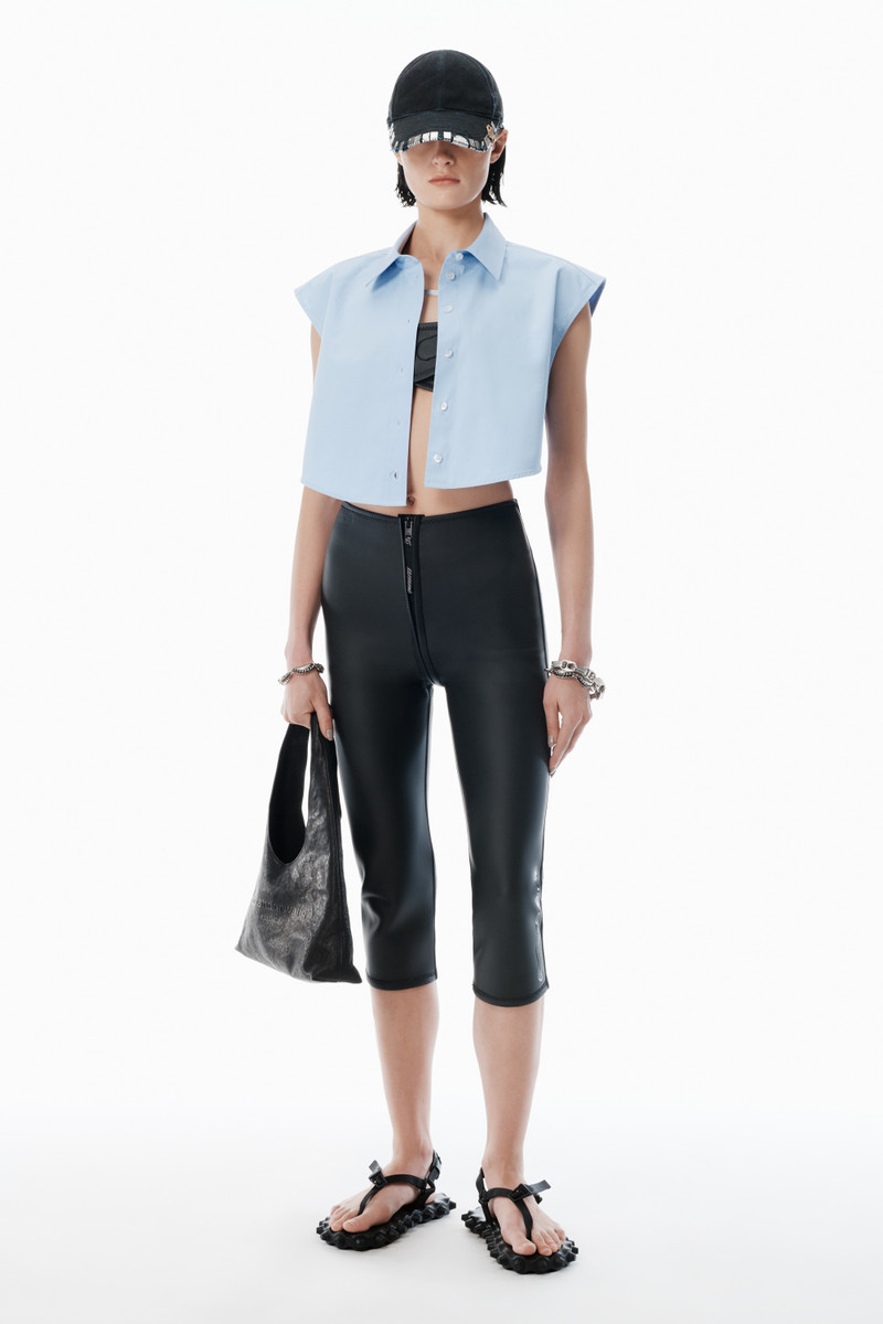 Alexander Wang Blue Button Up Shirt with Logo Nameplate outlook