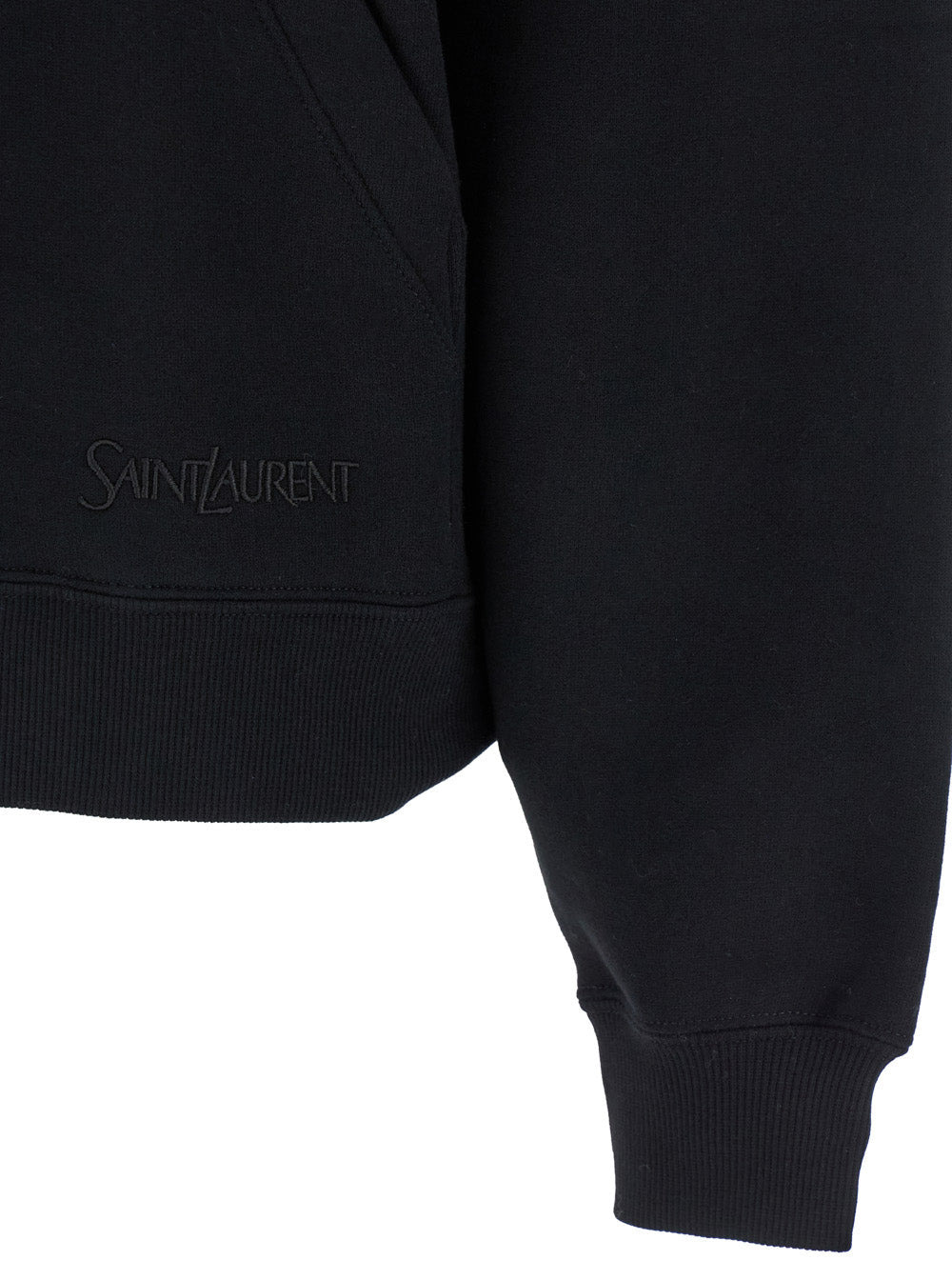 Saint Laurent Women Black Hoodie With Kangaroo Pocket And Logo Lettering In Cotton Woman - 3