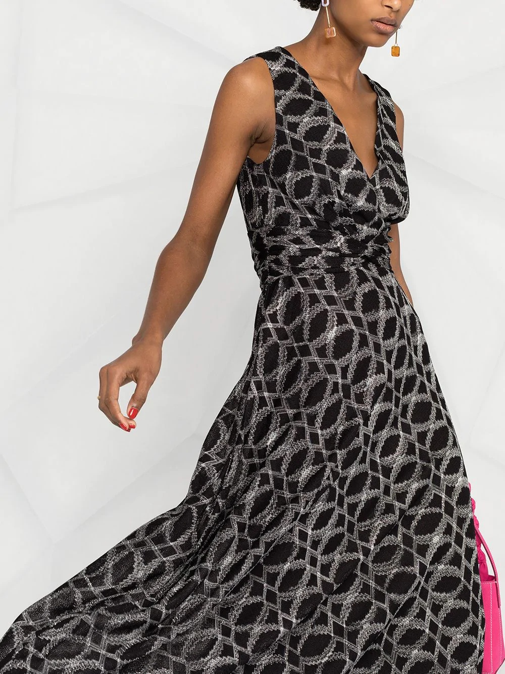 geometric print empire line gown - 3