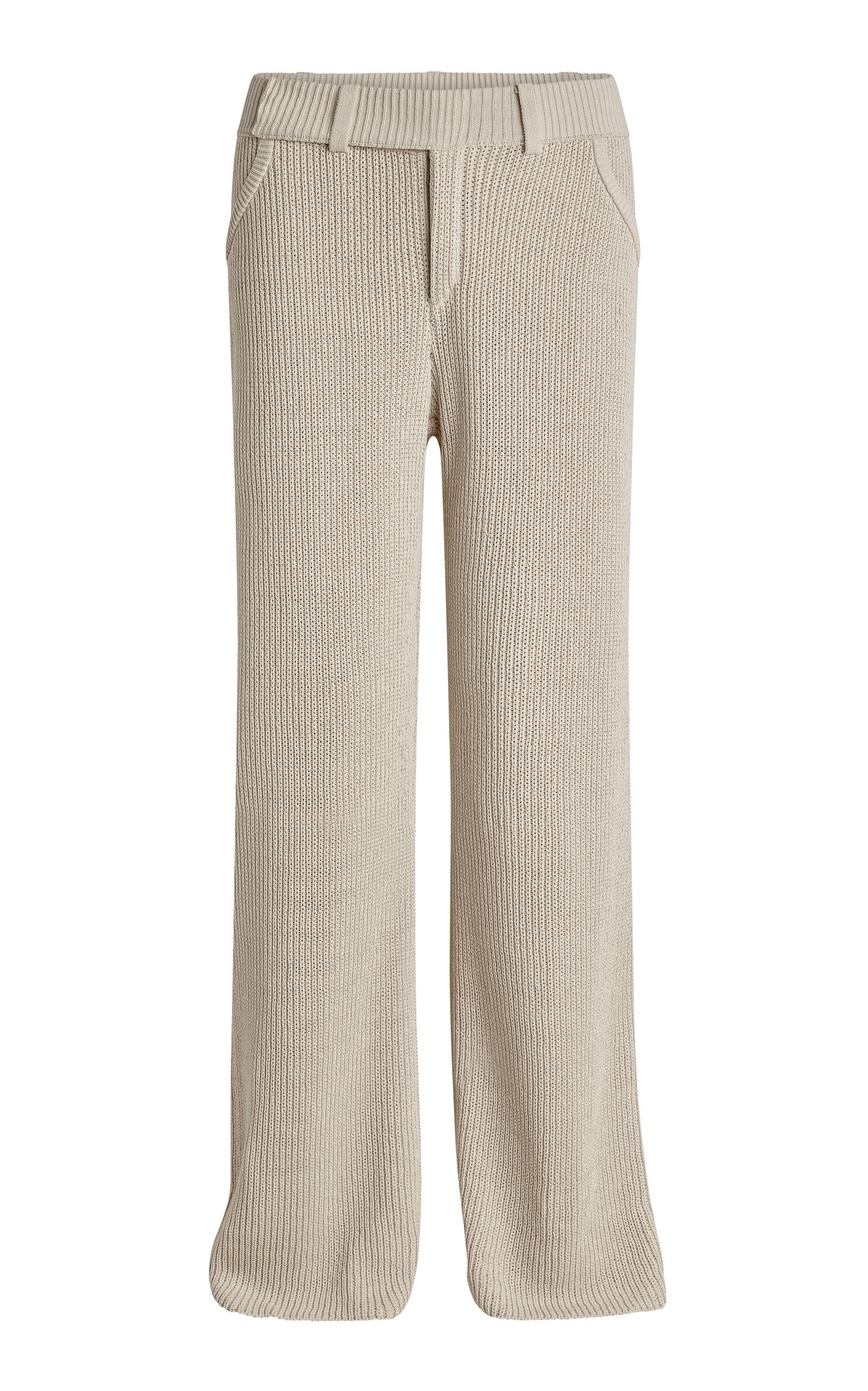 AYA MUSE Vena Low-Rise Knit Cotton-Blend Pants tan | REVERSIBLE