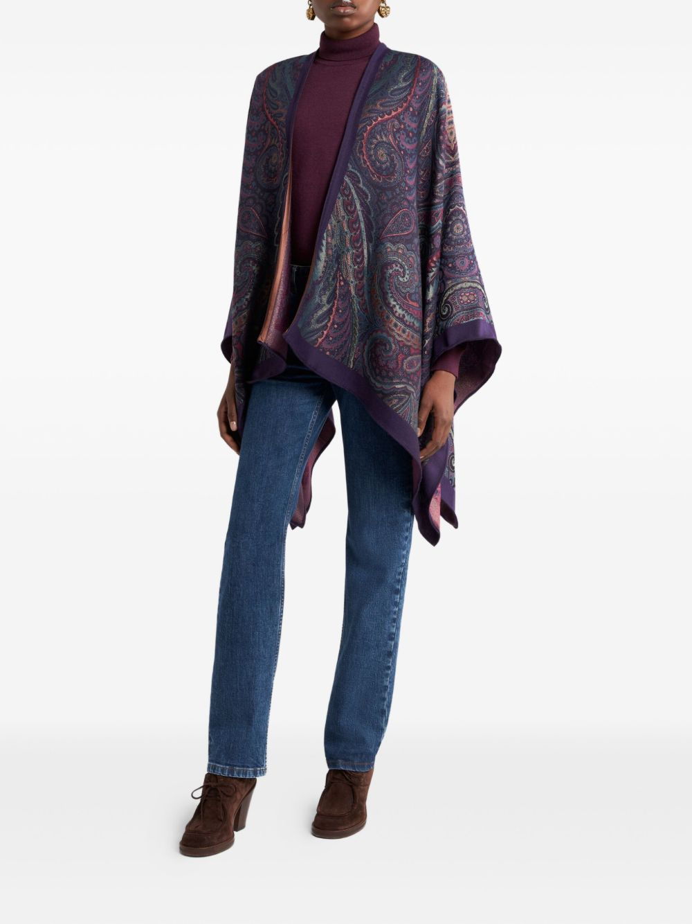 paisley open-front cape - 2