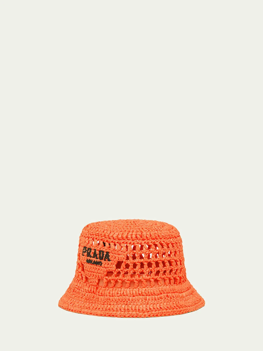 Logo Cutout Raffia Bucket Hat - 1