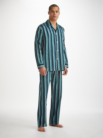 Derek Rose Men's Classic Fit Pyjamas Royal 221 Cotton Teal outlook