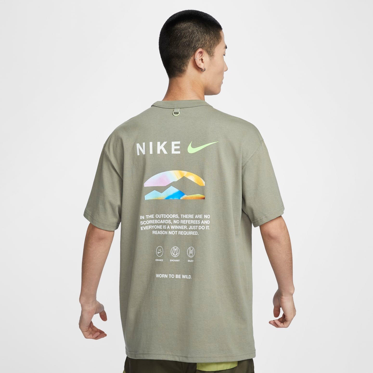 Nike Graphic Print Sports T-Shirt 'Olive Green' HF6172-053 - 2