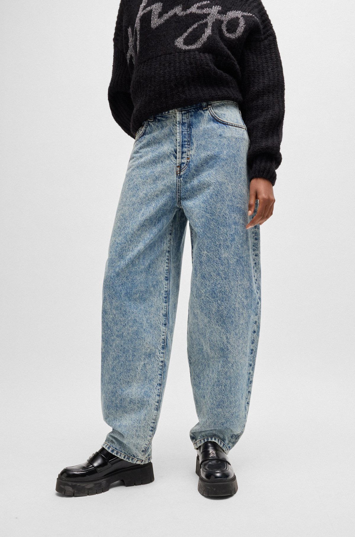 BLUE STRAIGHT-FIT JEANS WITH WIDE LEG - 2