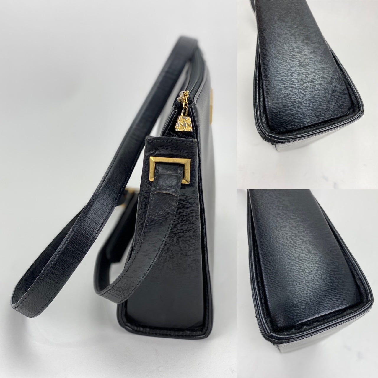 CHRISTIAN DIOR Black  Leather Adjustable Shoulder Bag Authentic Pre owned - 12
