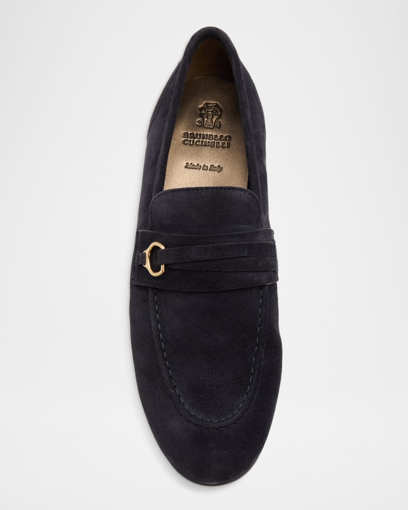 Suede Loafers with Horsebit Strap 6