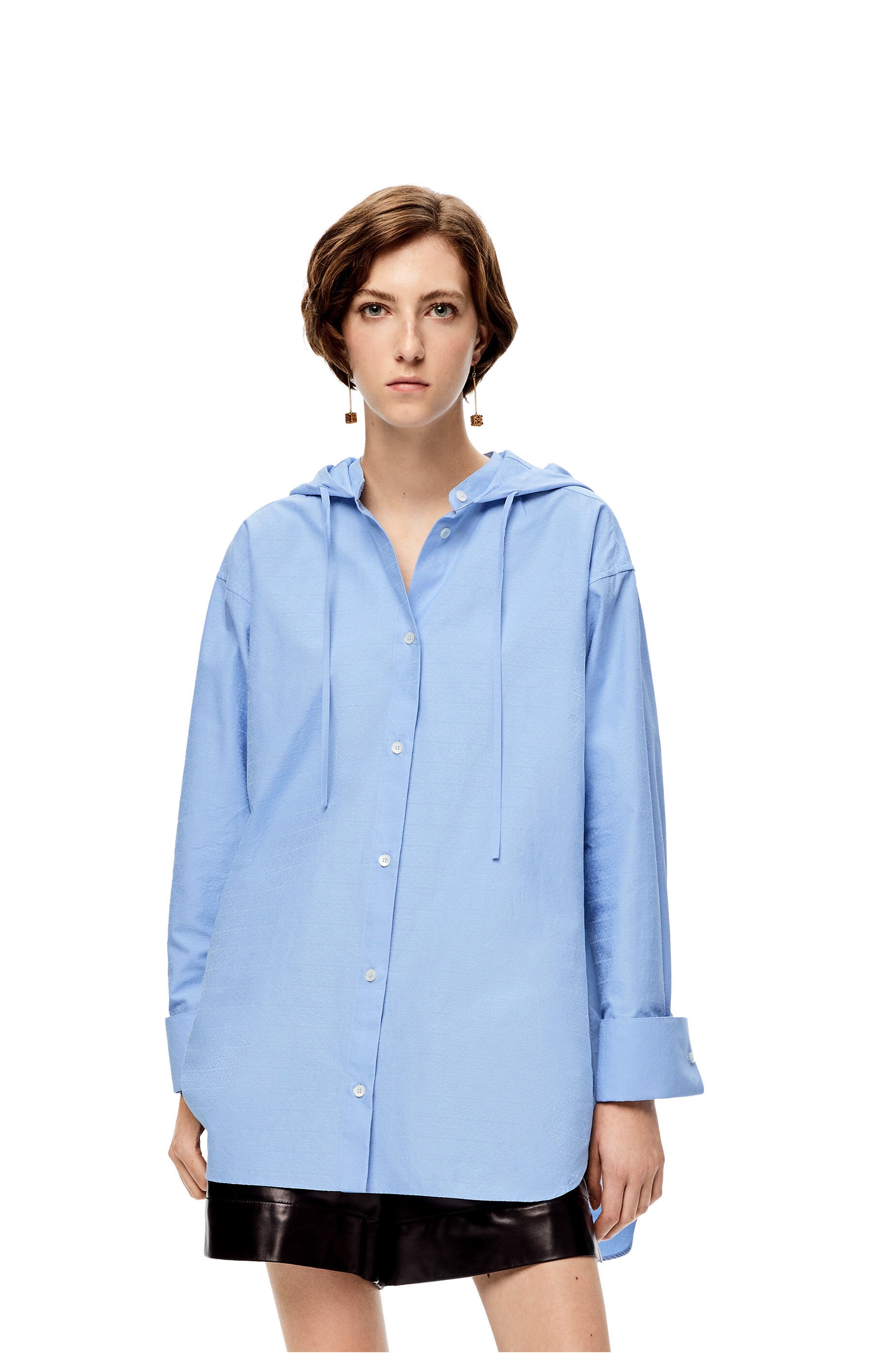 Anagram jacquard hooded shirt in cotton - 3
