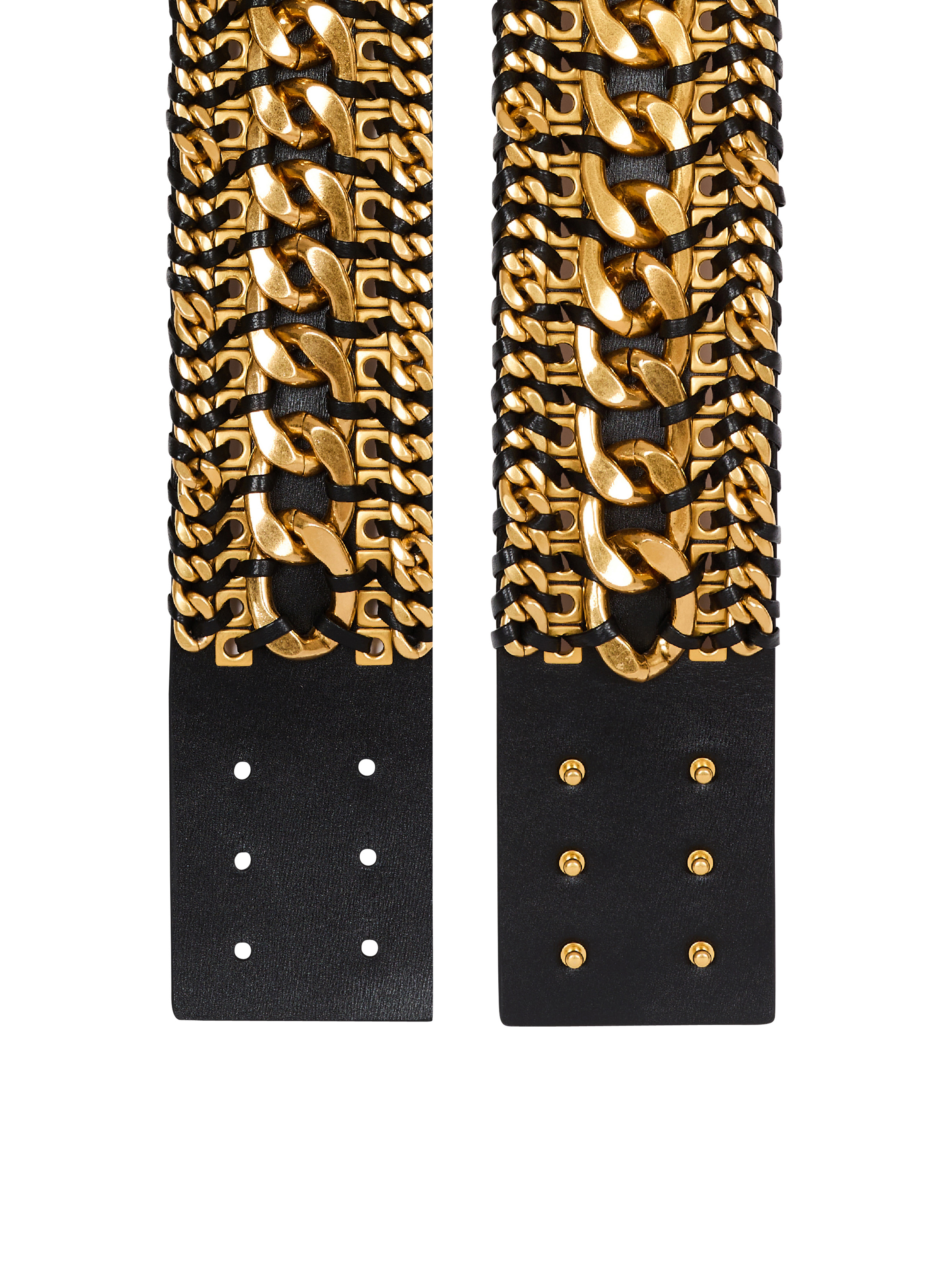 Wide waist belt in braided chains and leather - 4