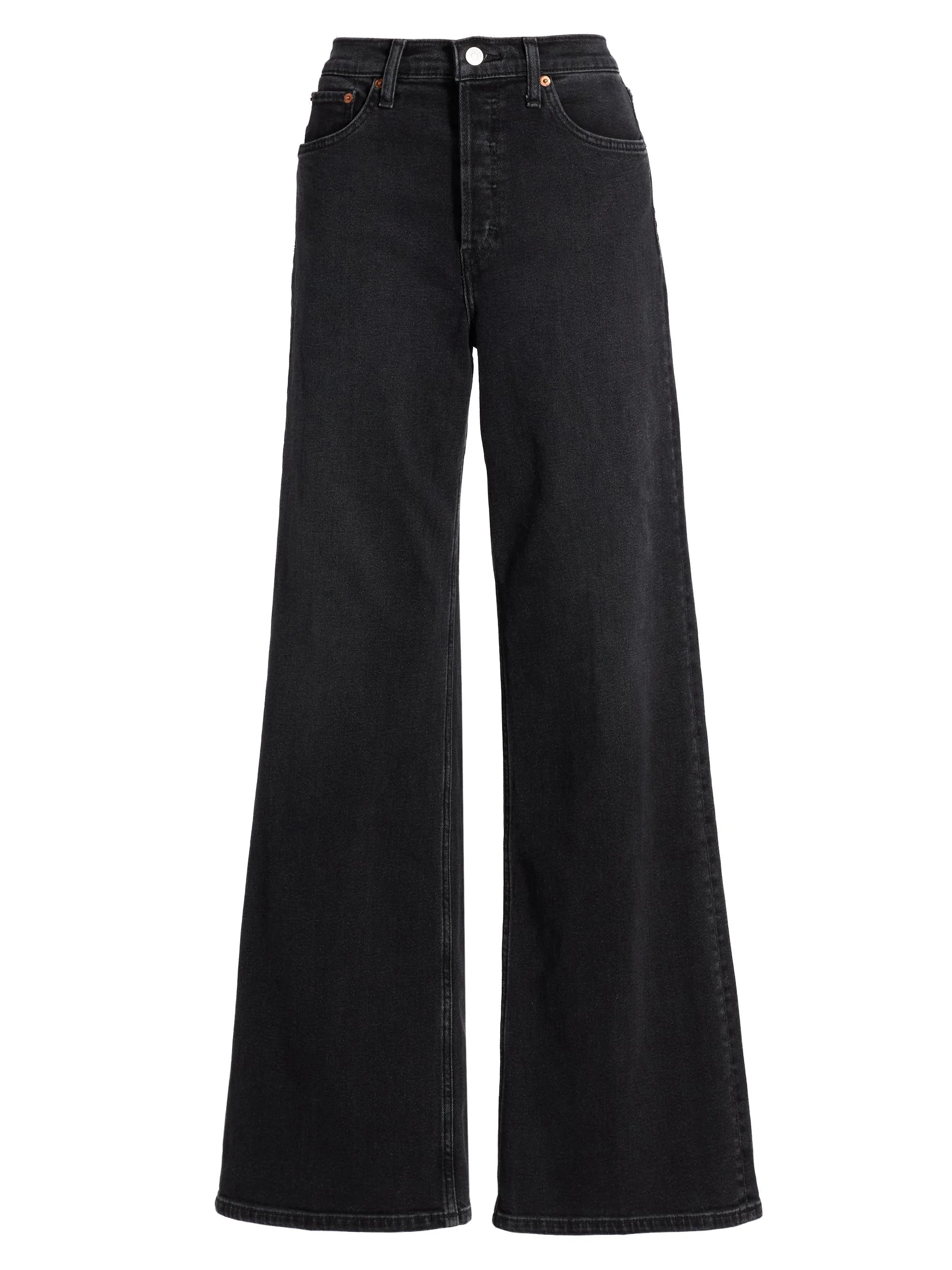 Women's High-Rise Wide-Leg Jeans - Washed Noir - 1