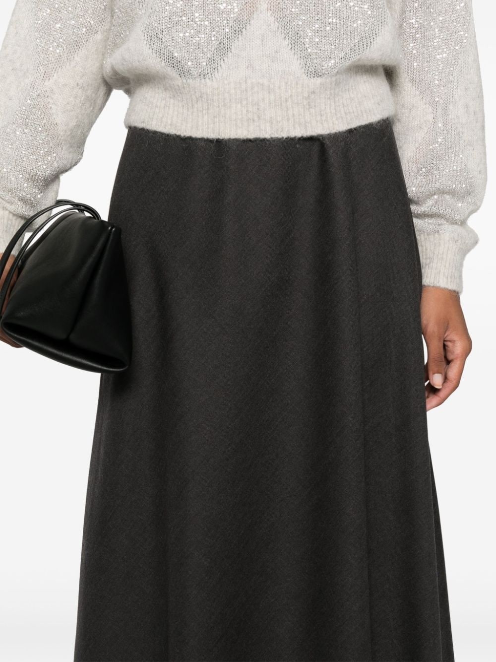 スカート BRUNELLO CUCINELLI FLUTE SKIRT IN WOOL BLEND TWILL Twill Flute skirt for Woman in Burgundy | Brunello Cucinelli