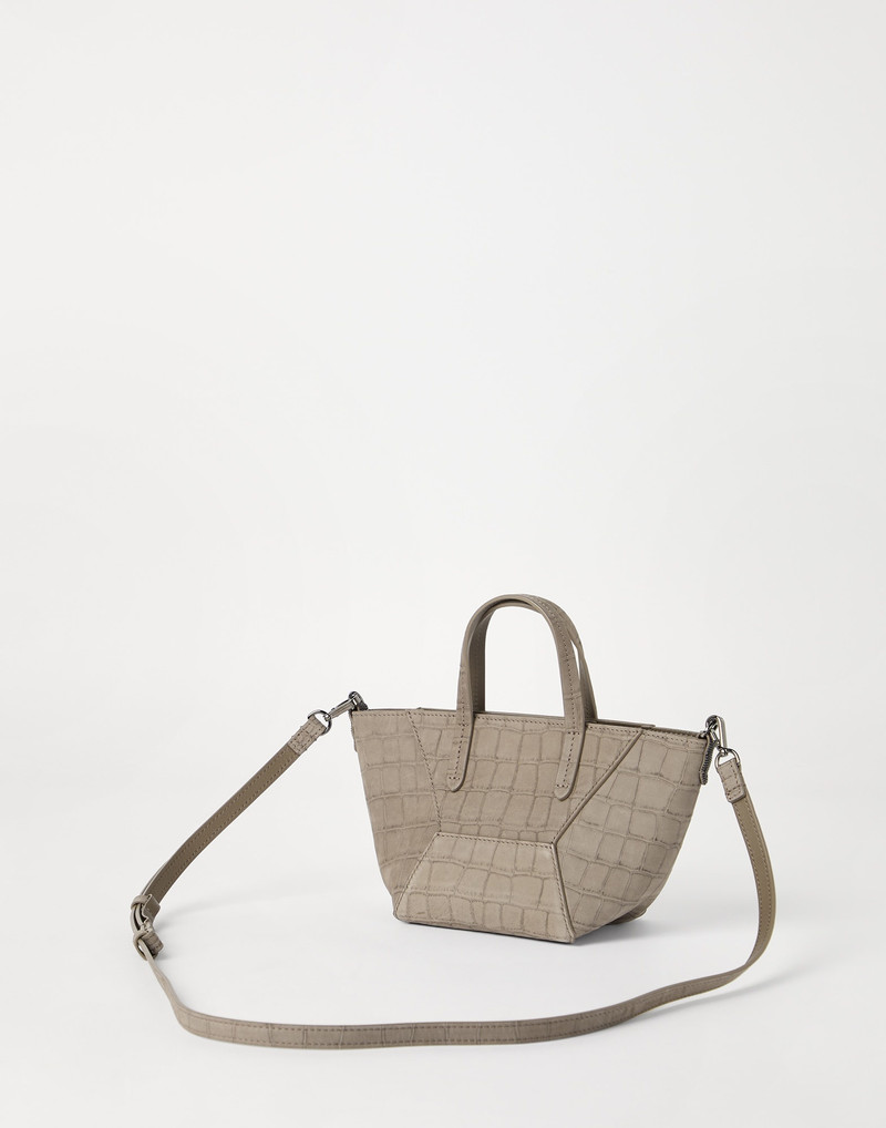 Brunello Cucinelli BC Duo mini bag in croc print nubuck with monili outlook