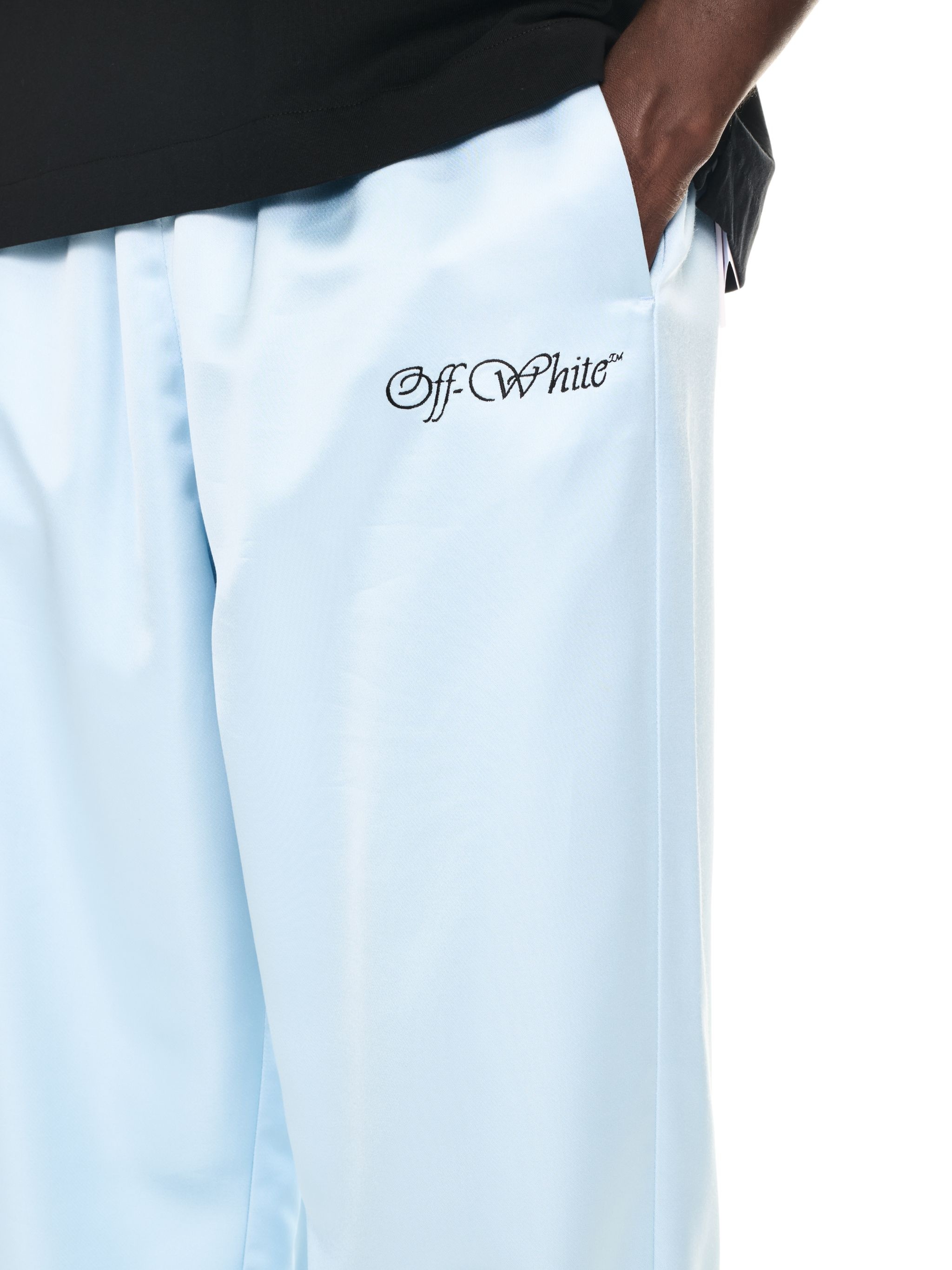 Sky Blue Satin Jogger Trackpants - 5