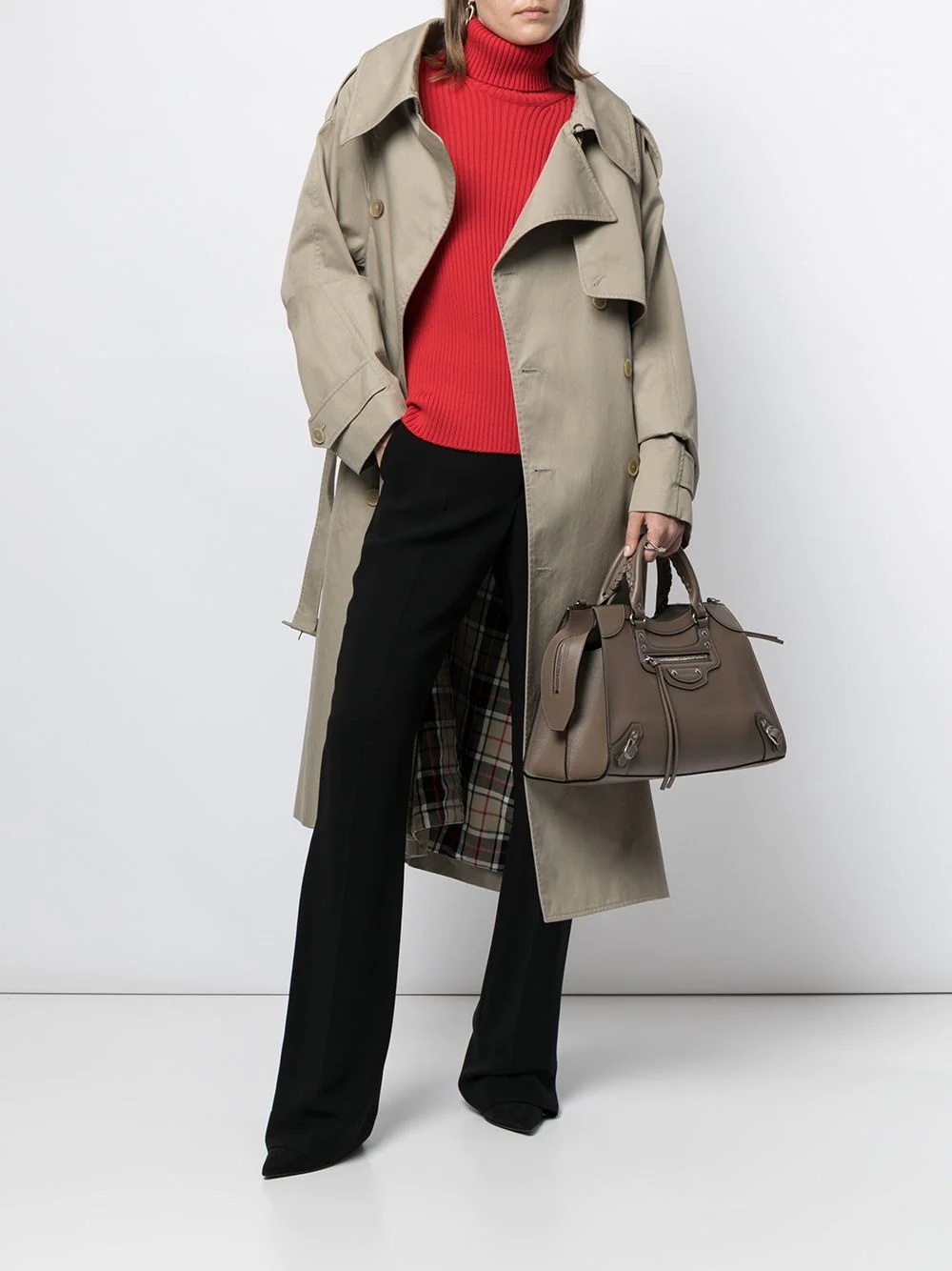 asymmetric-lapels trench coat - 3