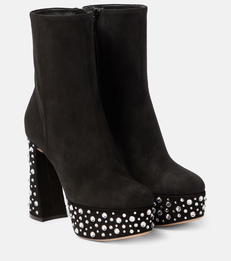 Crystal Holly suede platform ankle boots - 1
