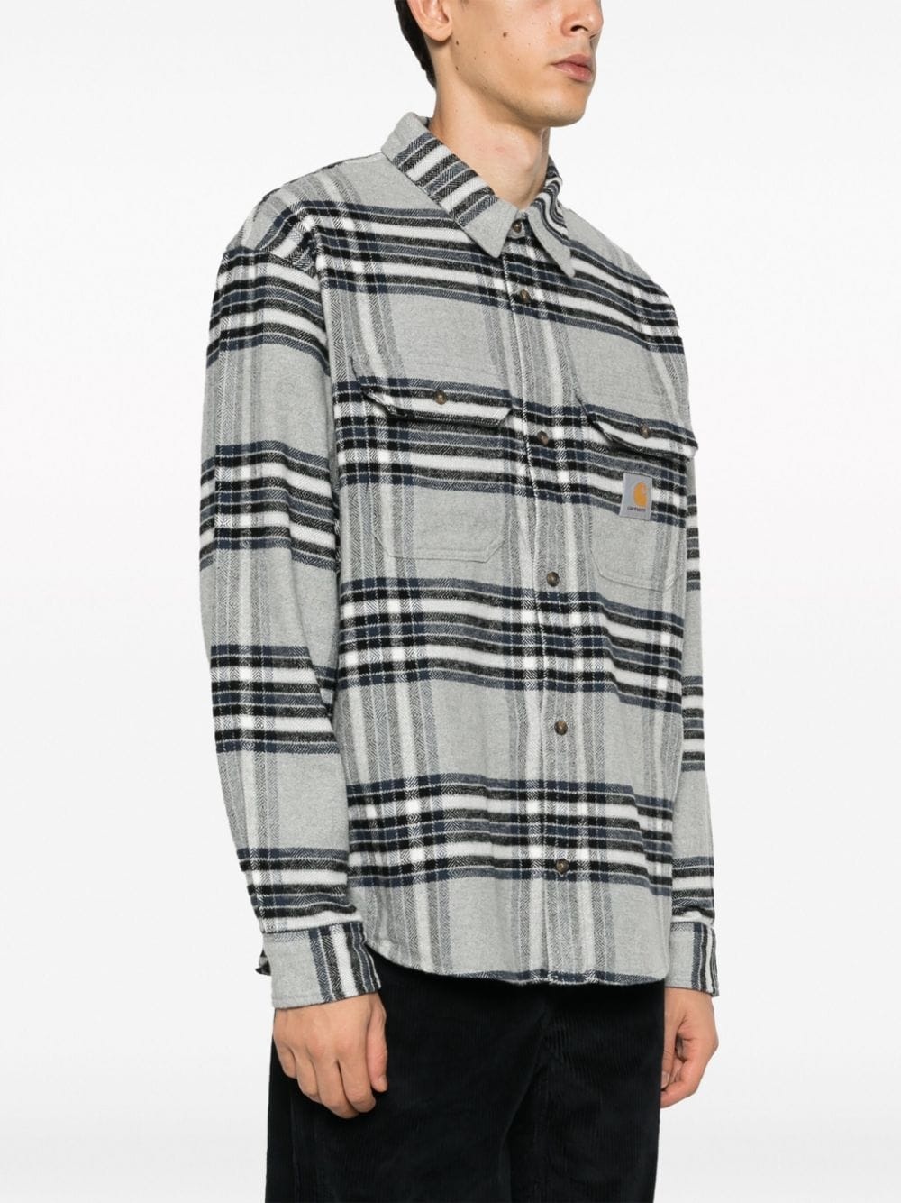 logo-patch plaid cotton shirt - 3