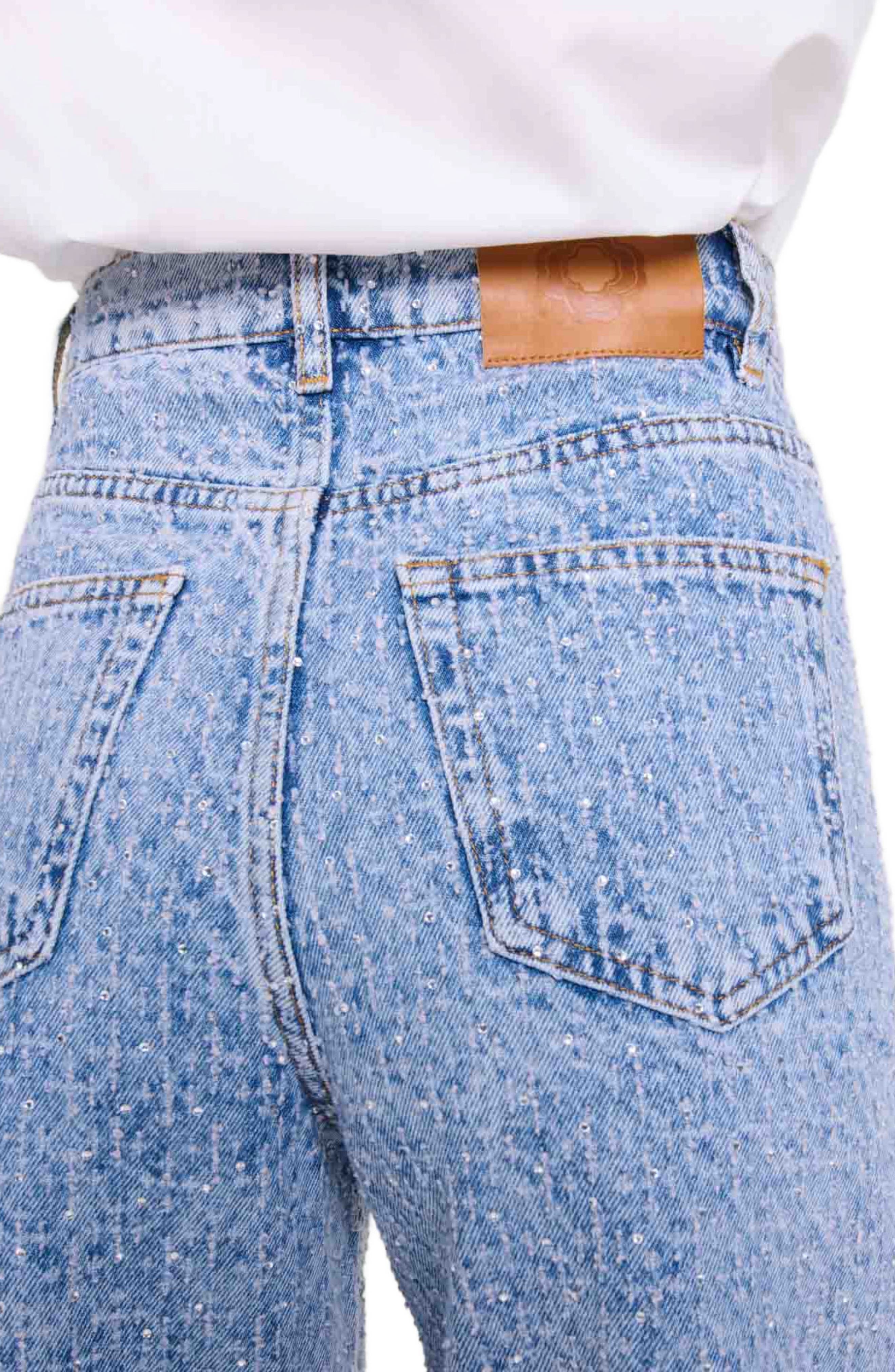 maje Rhinestone XL jeans in Blue at Nordstrom - 7