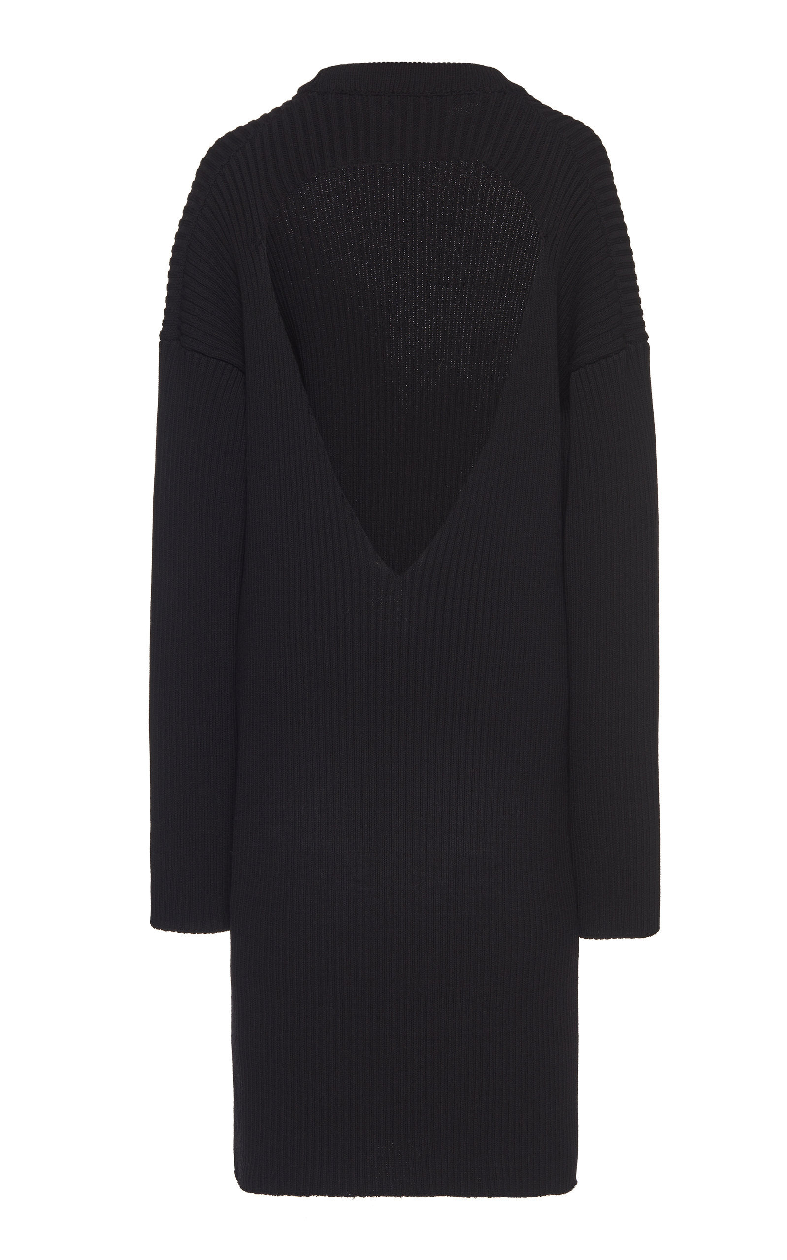 Open-Back Knitted Wool-Blend Midi Dress black - 4