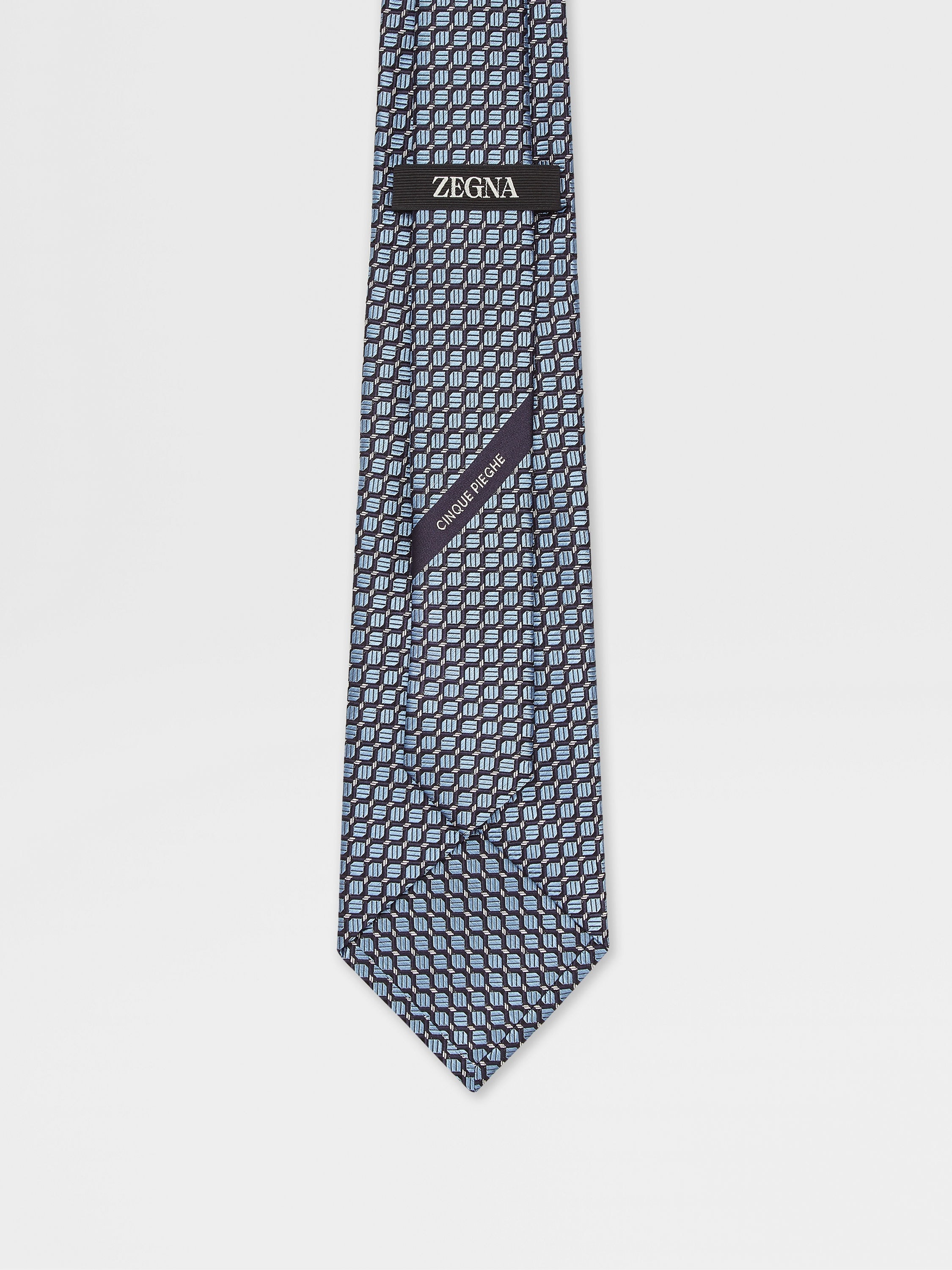 LIGHT BLUE CINQUE PIEGHE SILK TIE - 3