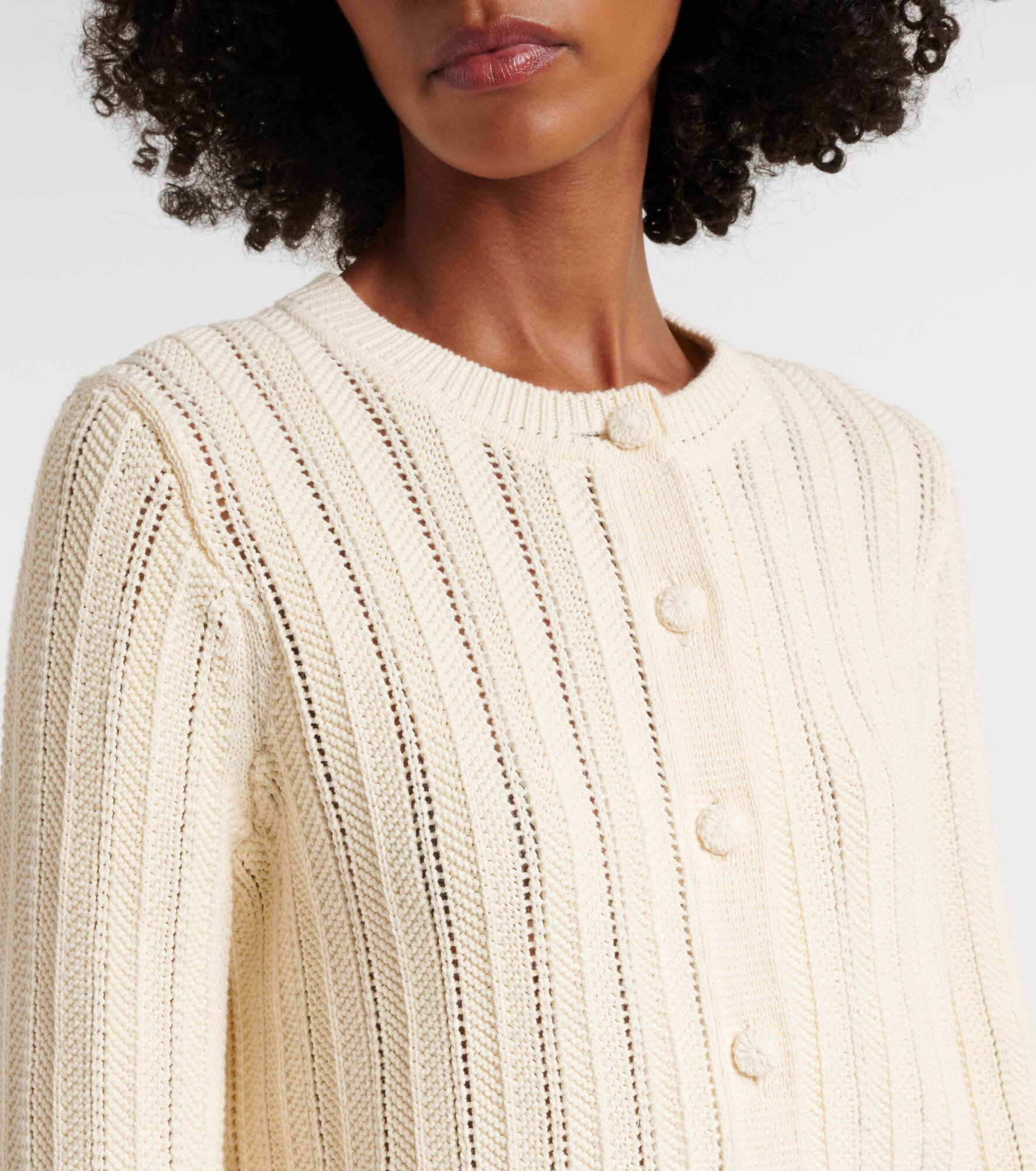 Mariette scalloped pointelle cotton cardigan - 4