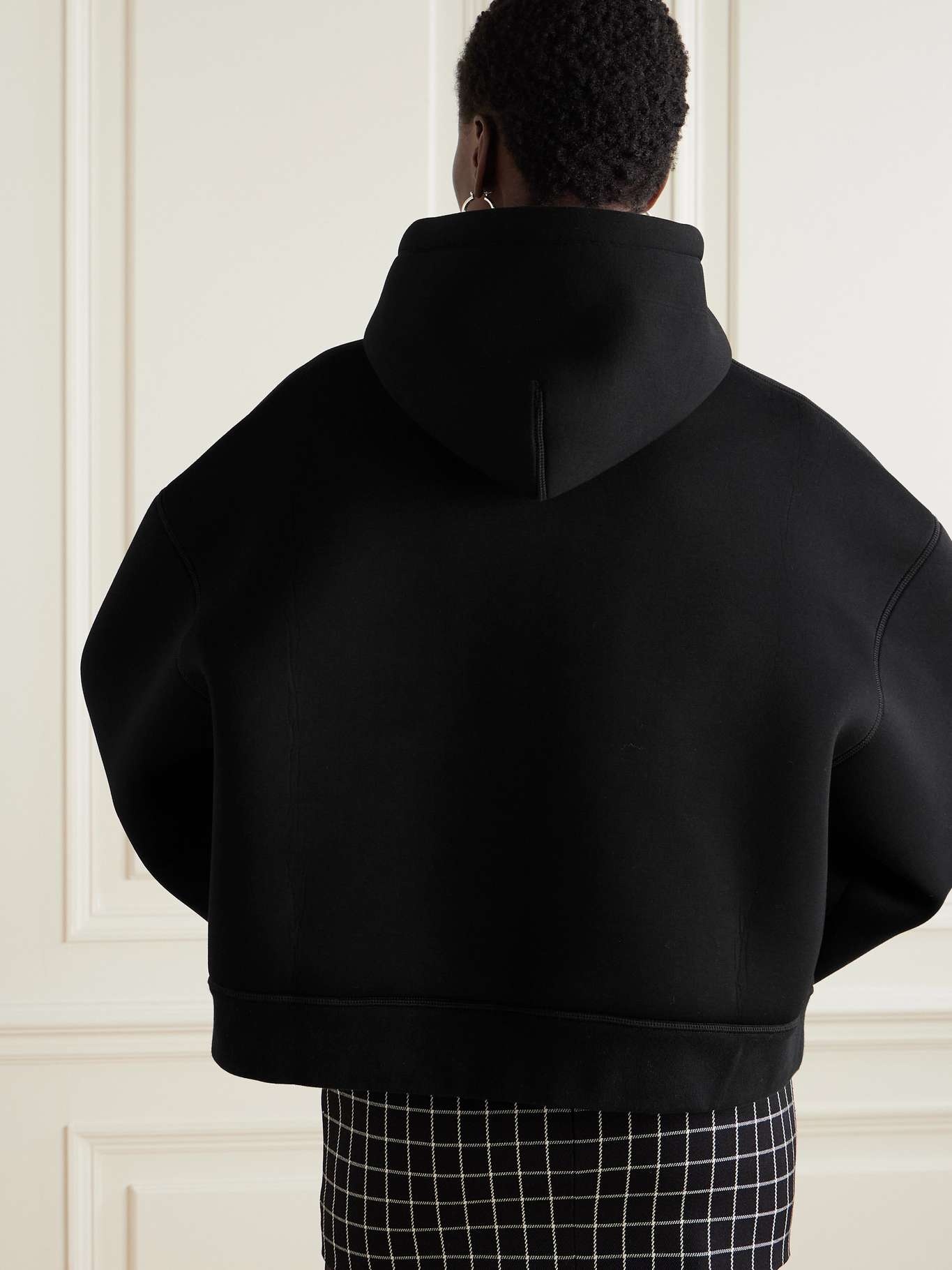 Oversized bonded cotton-jersey hoodie Black - 3