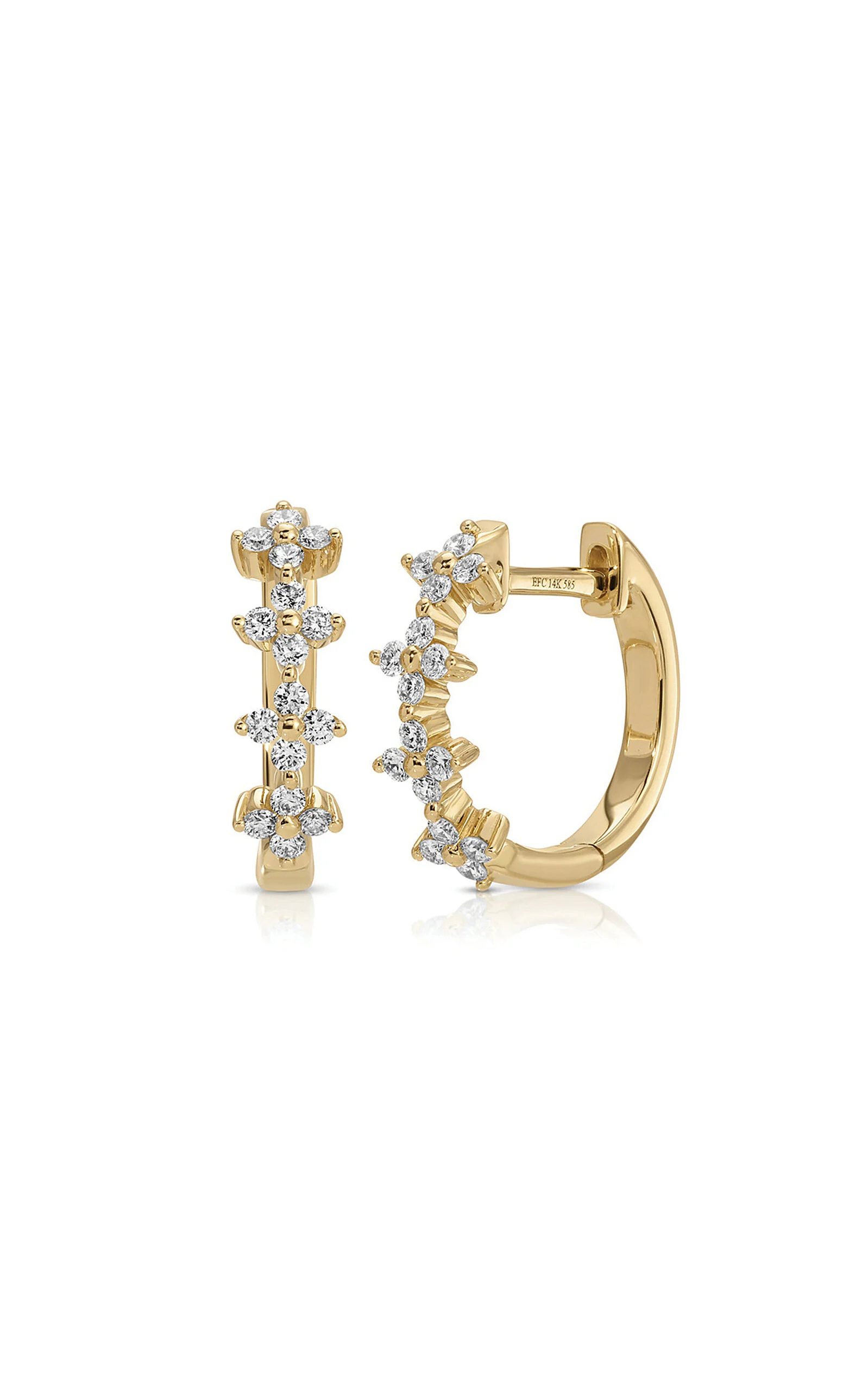 Fleur 14K Yellow Gold Diamond Huggie Earrings - 1