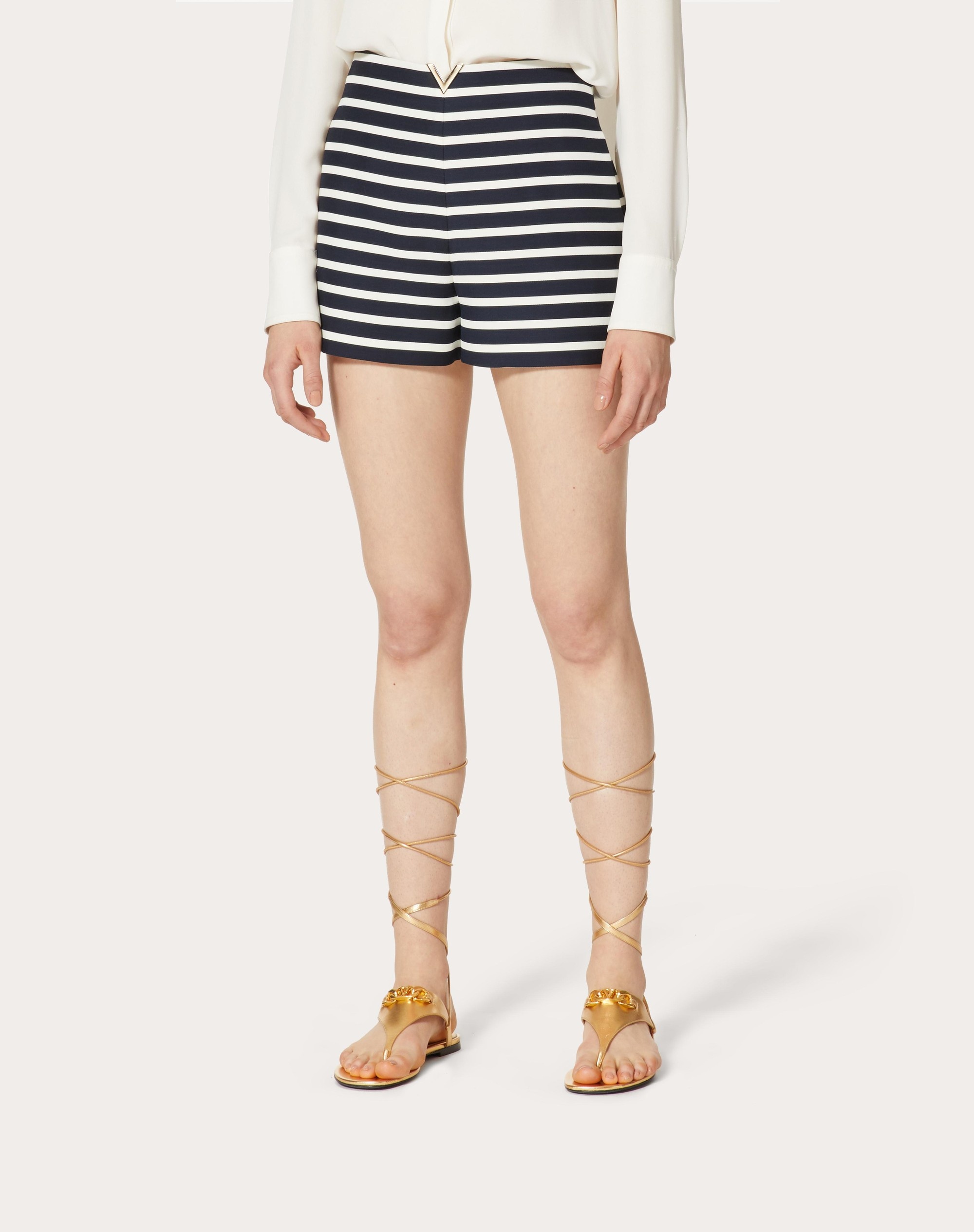 CREPE COUTURE SHORTS WITH STRIPED PRINT - 3