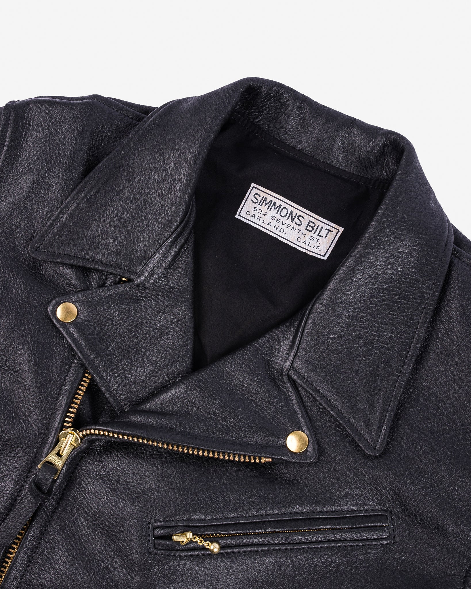 IHSB-PAC-BLK Iron Heart x Simmons Bilt Deerskin Pacific Rider's Jacket - Black - 6