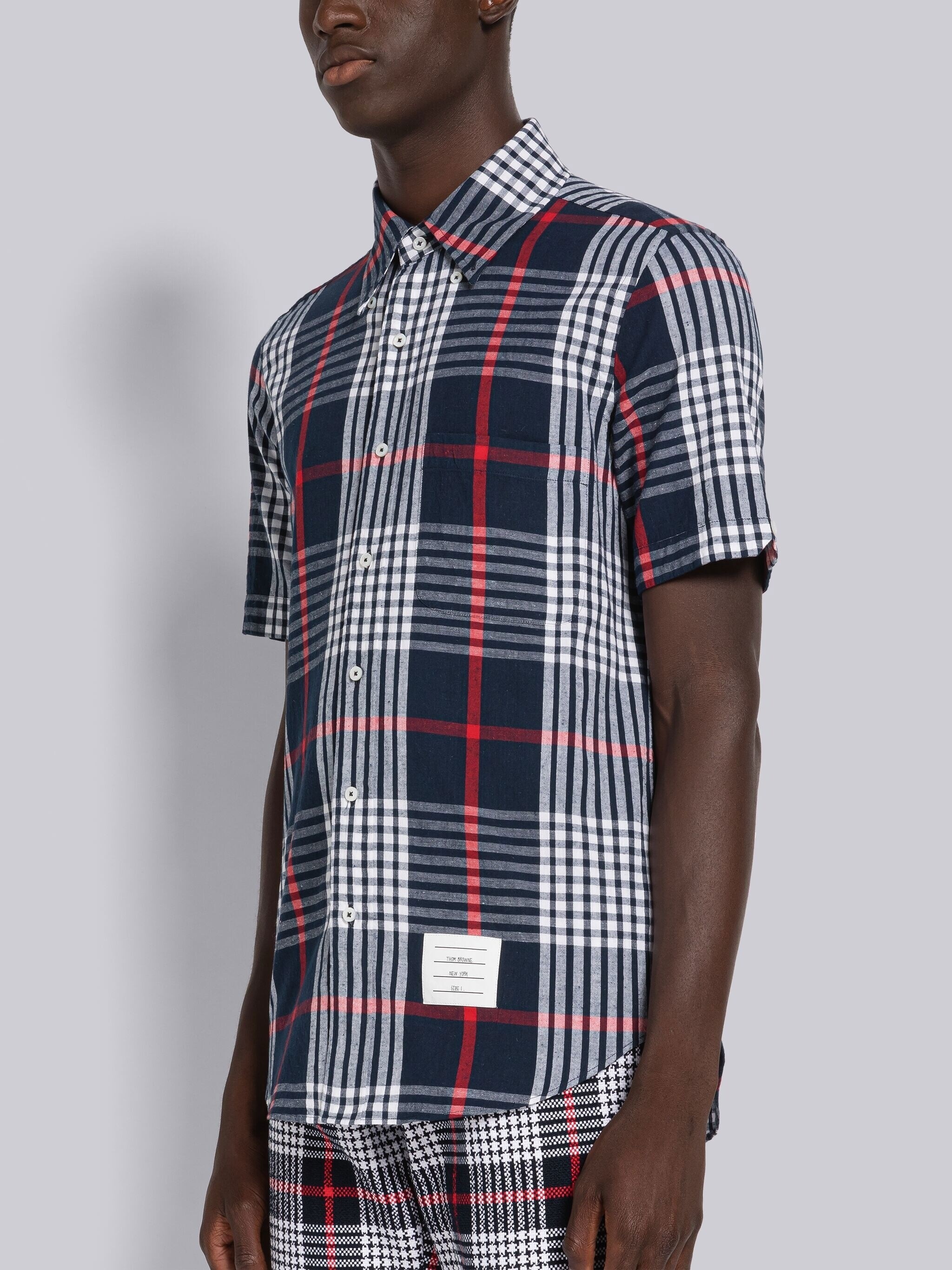 HAIRLINE CHECK MADRAS STRAIGHT FIT SHORT SLEEVE SHIRT - 2