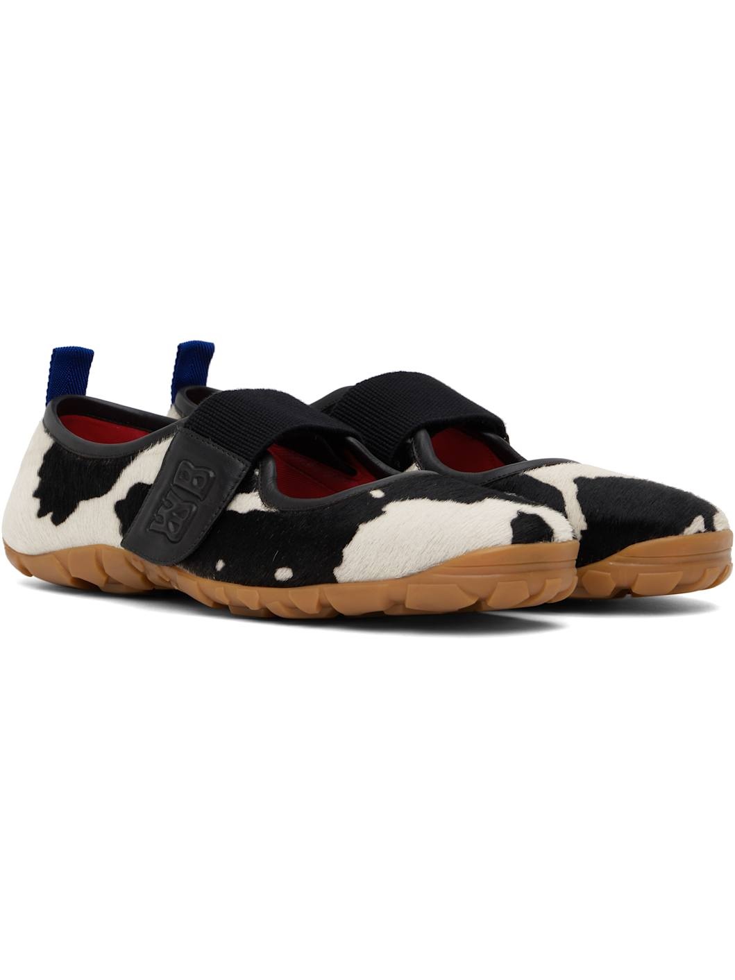 Black & Off-White Mary Jane Flat Sneakers - 4