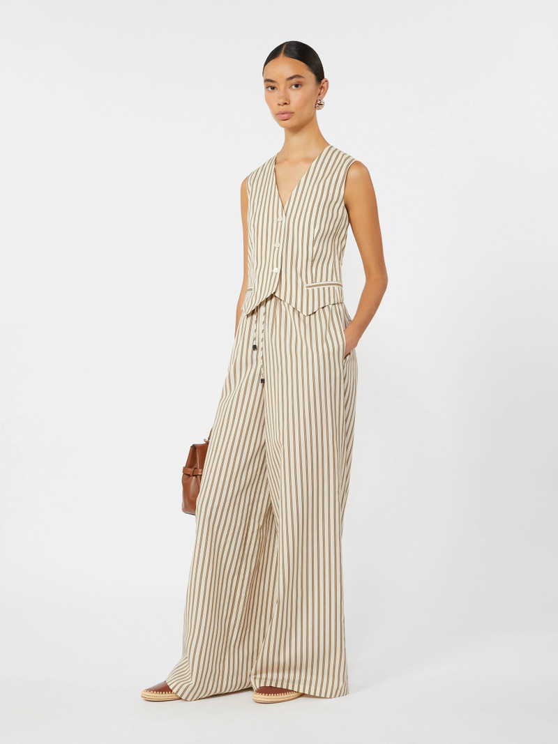 Max Mara ORDINE Wide-fit striped cotton and silk canvas trousers - BEIGE outlook