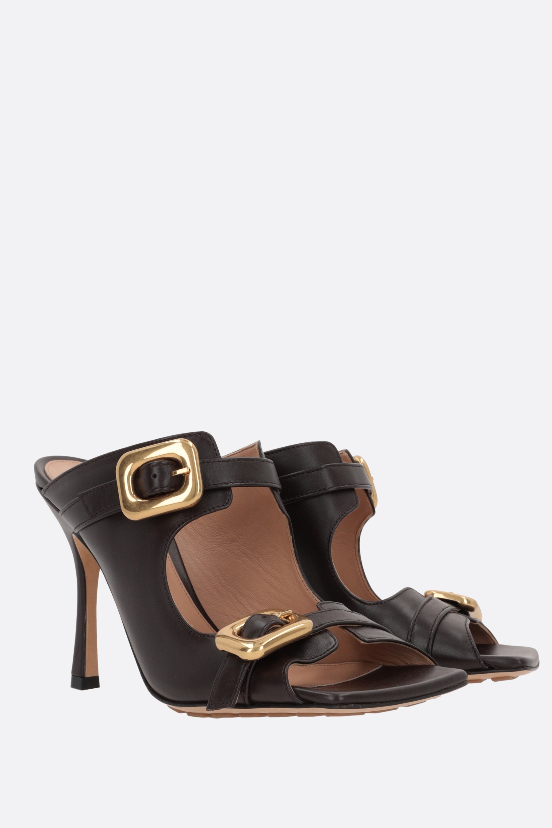 Bottega Veneta STRETCH BUCKLE SMOOTH LEATHER MULE SANDALS