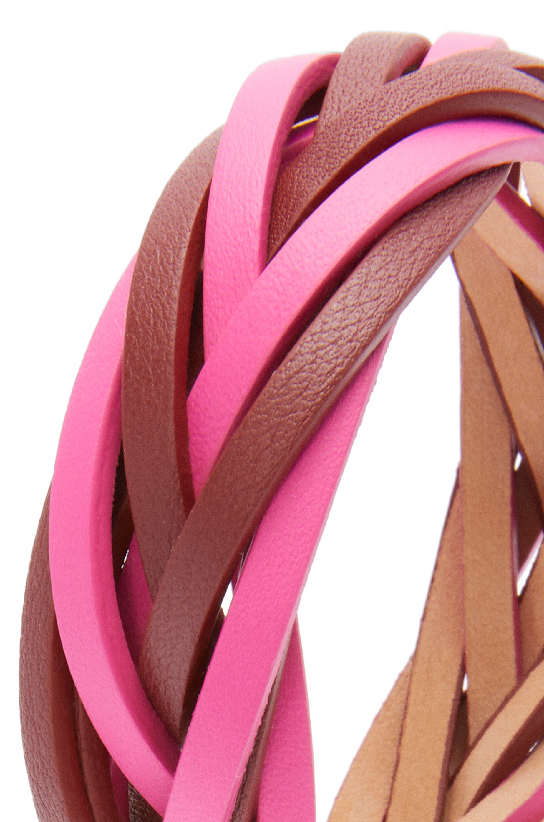 Bicolour braided bangle in calfskin - 3