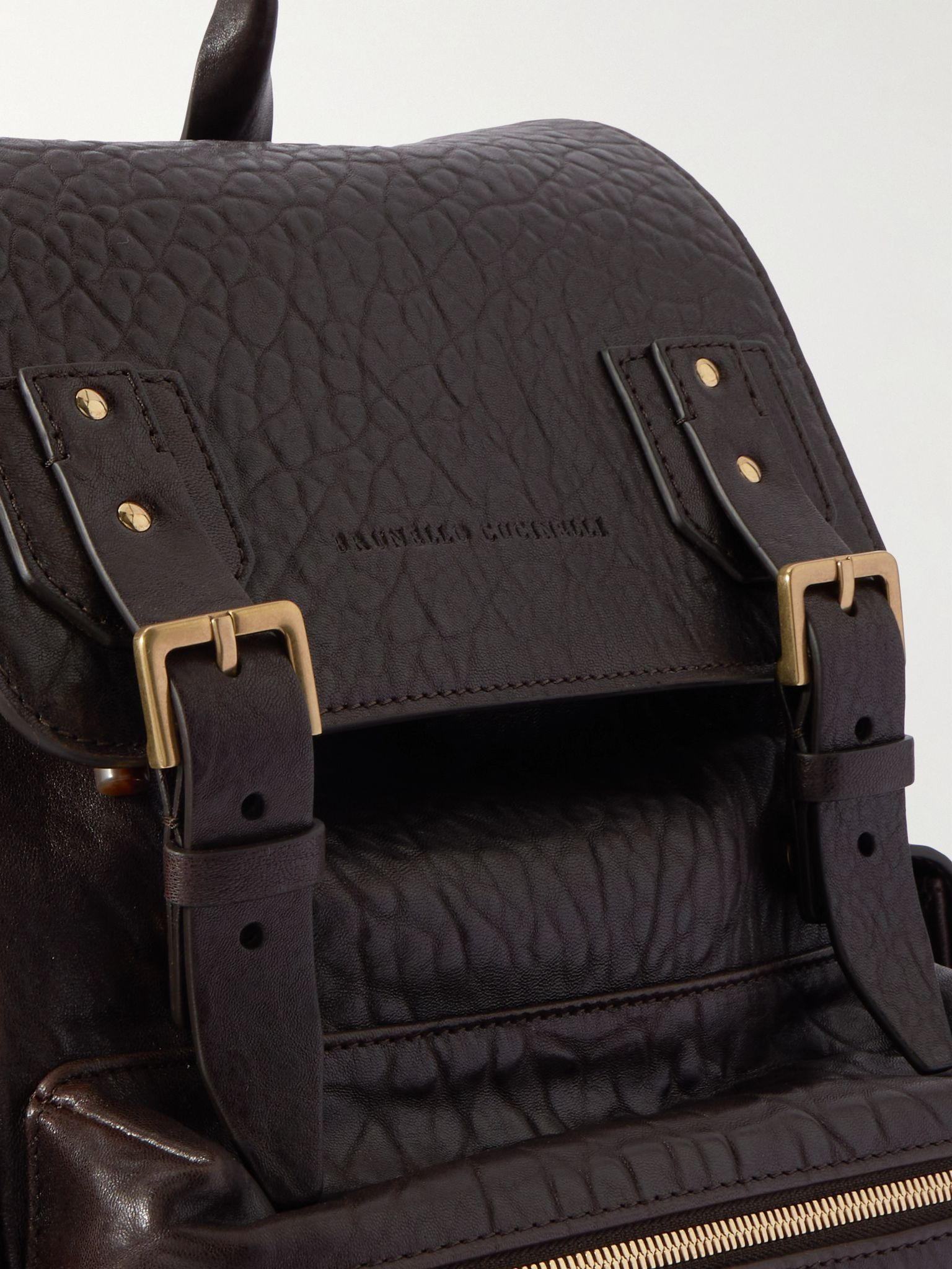 Full-Grain Leather Backpack Brown - 4