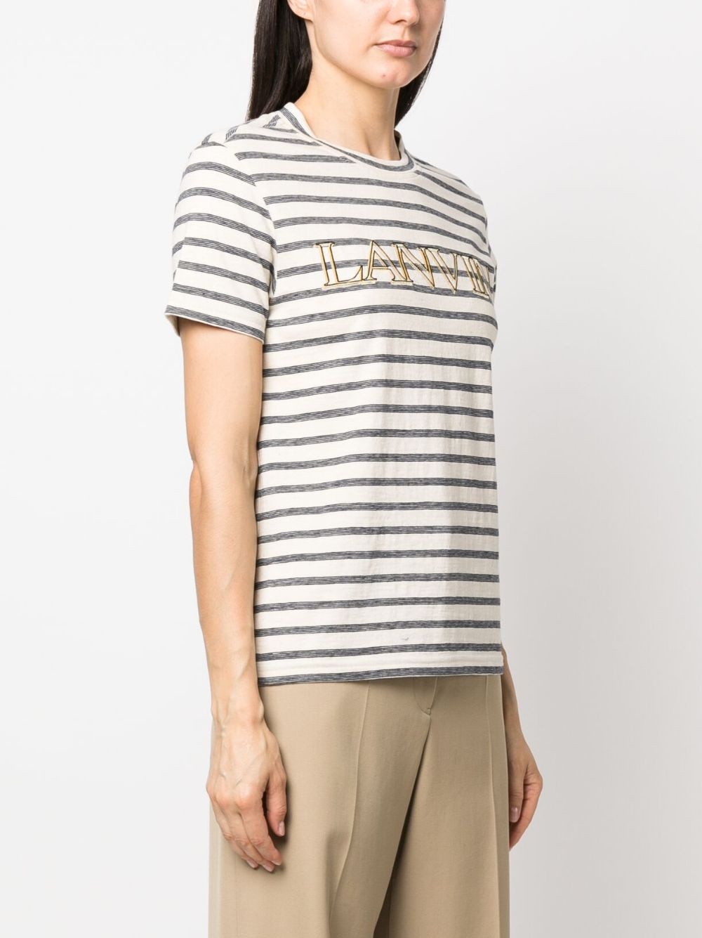 logo-print striped T-shirt - 3
