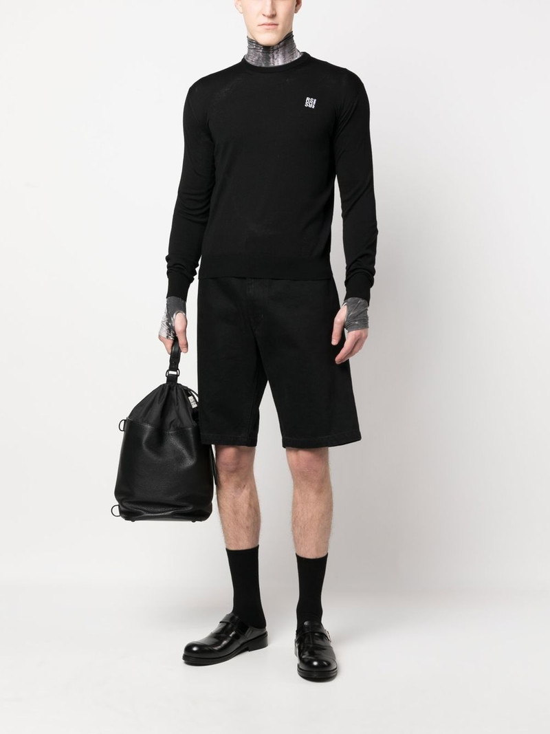 Raf Simons logo-embroidered fine-knit merino jumper outlook