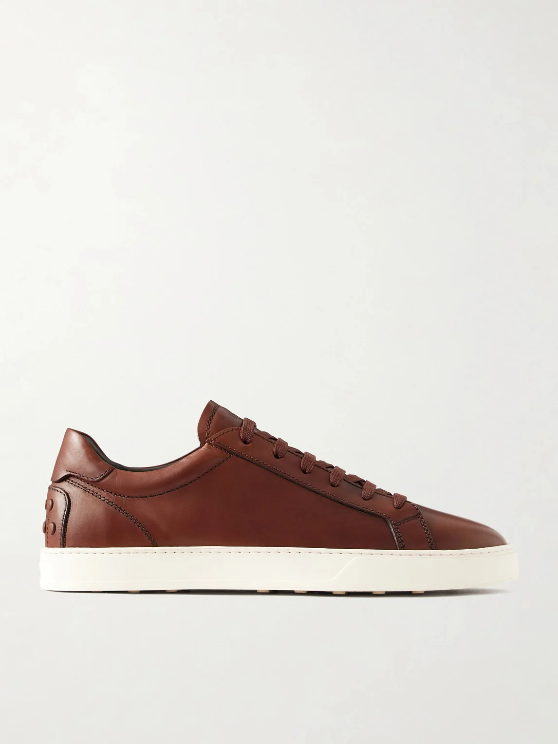 Cassetta Rubber-Trimmed Glossed-Leather Sneakers - 1