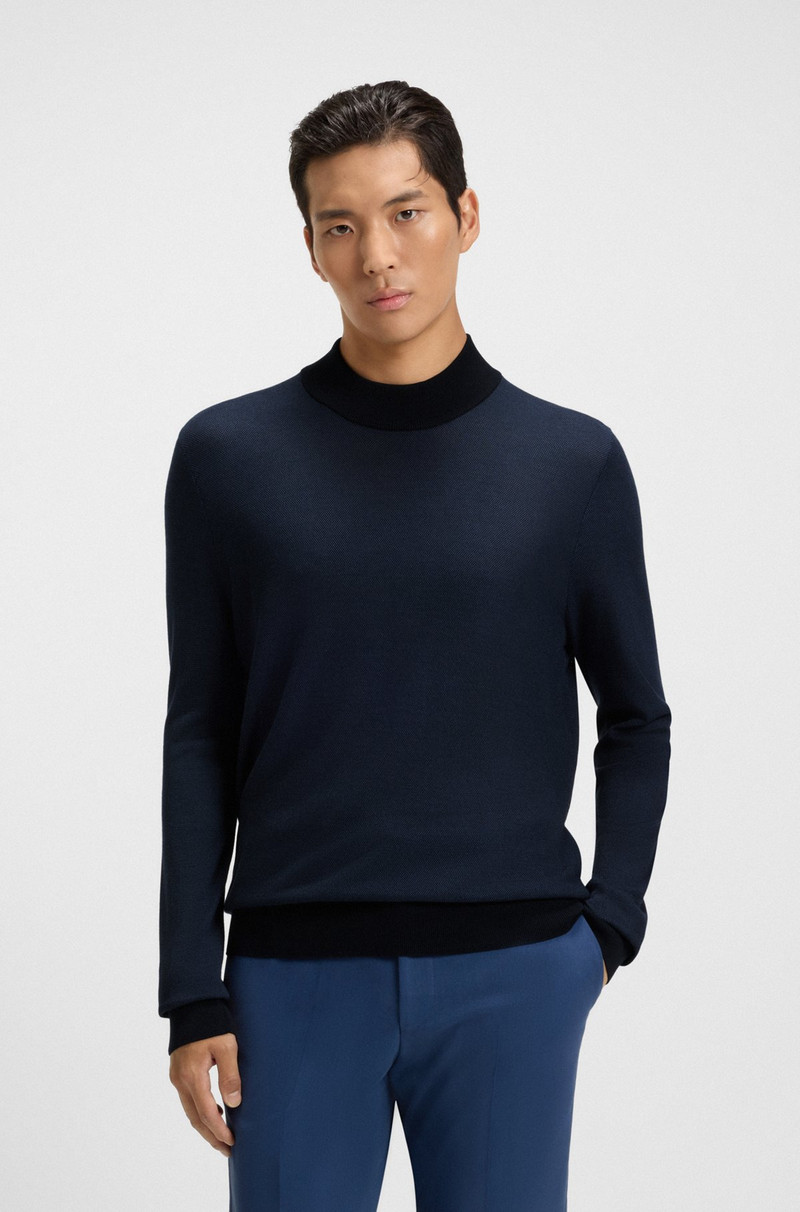 SILK-PIQUÉ SWEATER WITH MOCK NECK 2