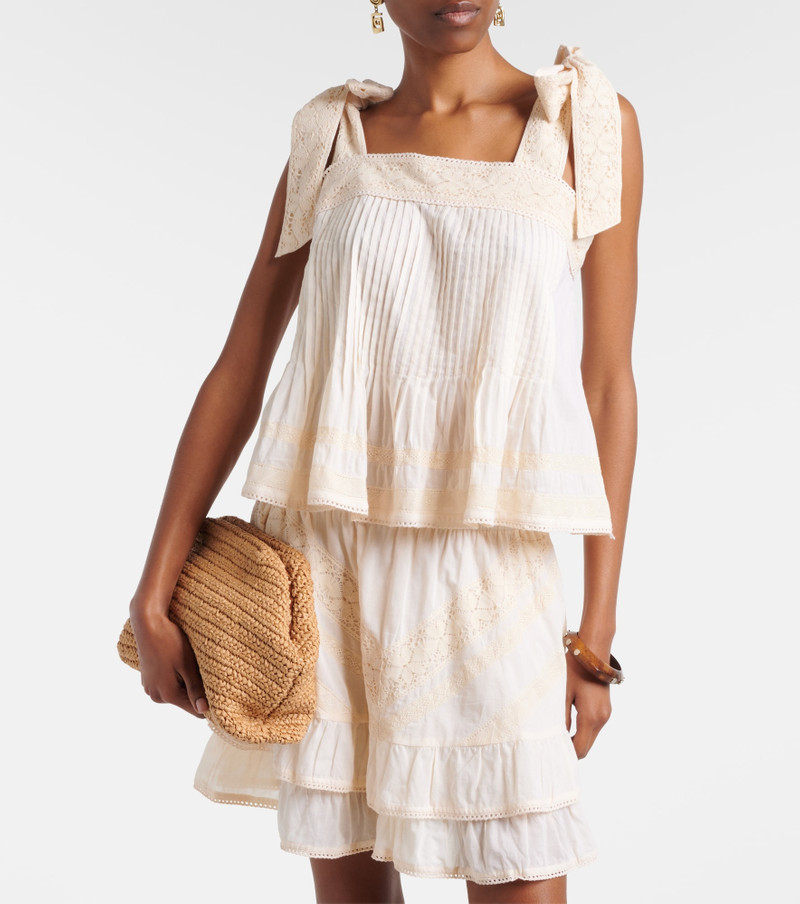 juliet dunn Lace-trimmed cotton top outlook