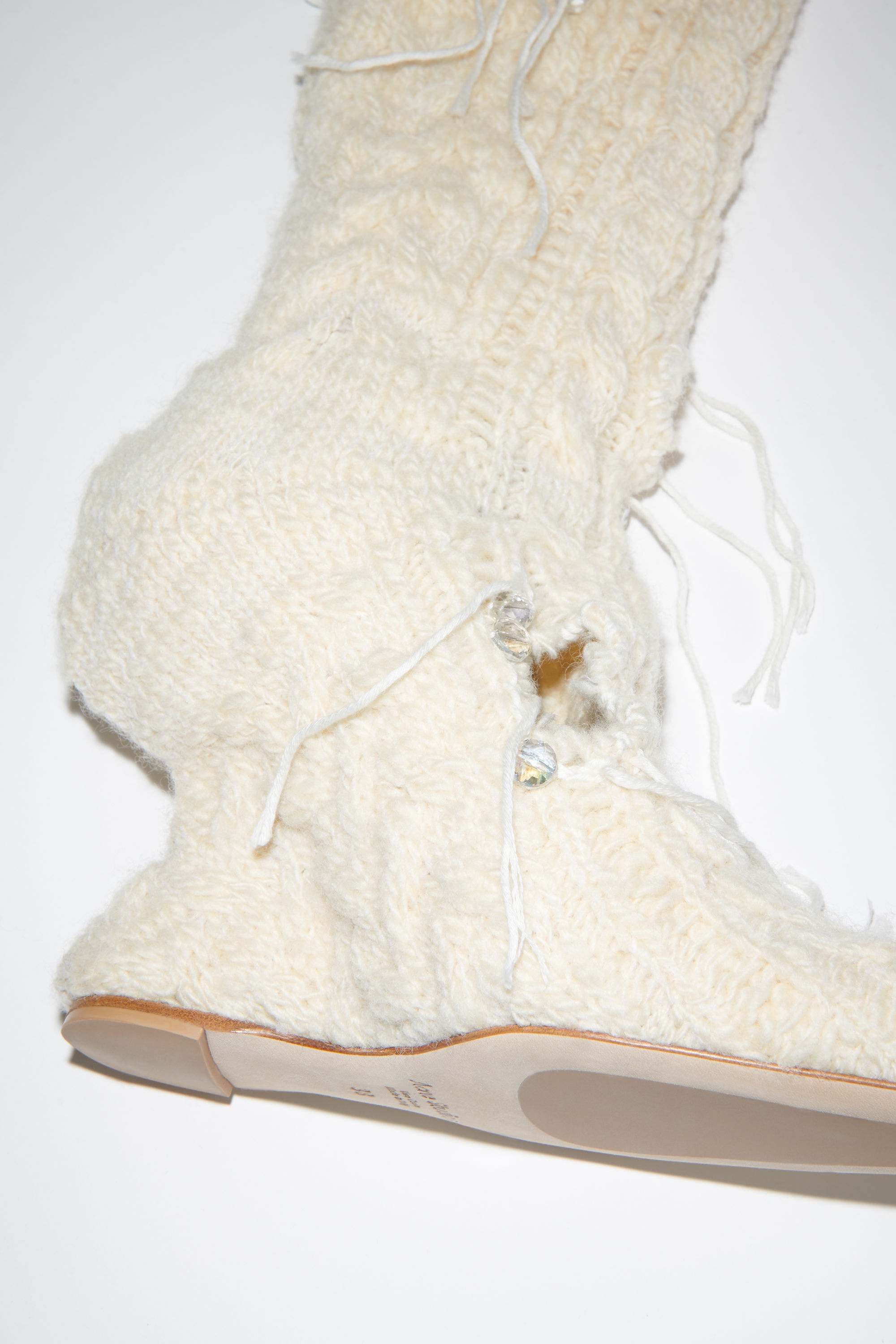 Distressed sock boots - Cream beige - 5