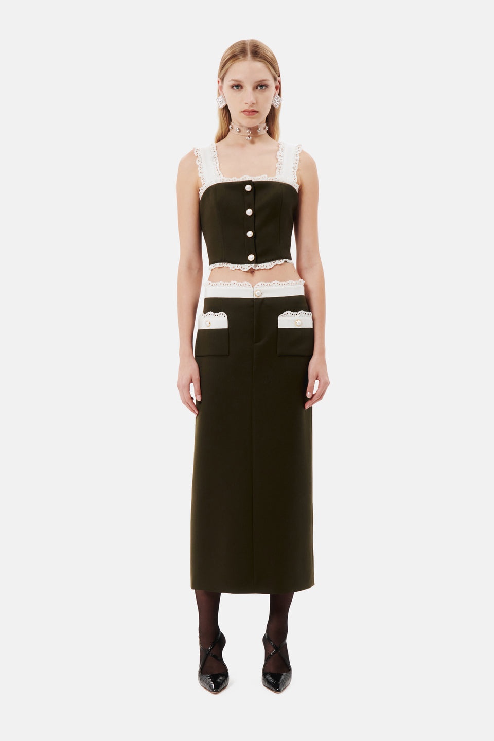 LIGHT WOOL TOP WITH ST GALLEN TRIM - 4
