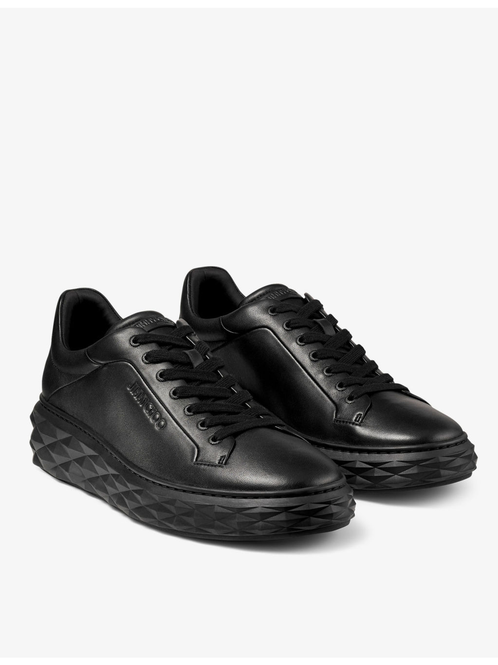 Diamond Maxi logo-embossed leather low-top trainers - 3