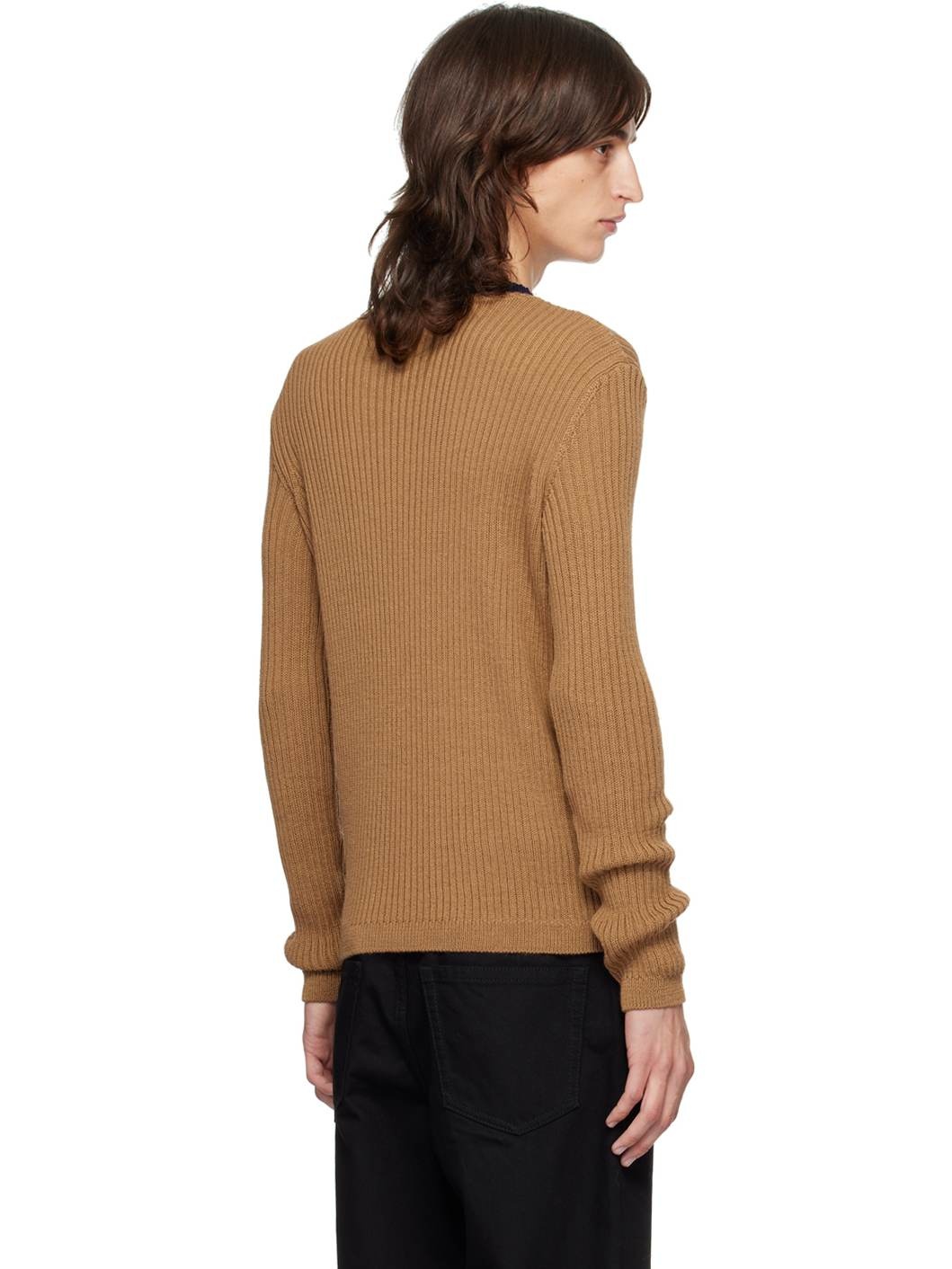 Brown Striped Crewneck Sweater - 3