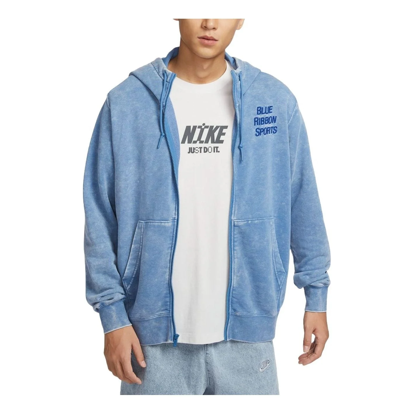 Nike Club Full Zip Hooded Jacket Asia Sizing 'Washed Blue' HQ6040-486 - 1