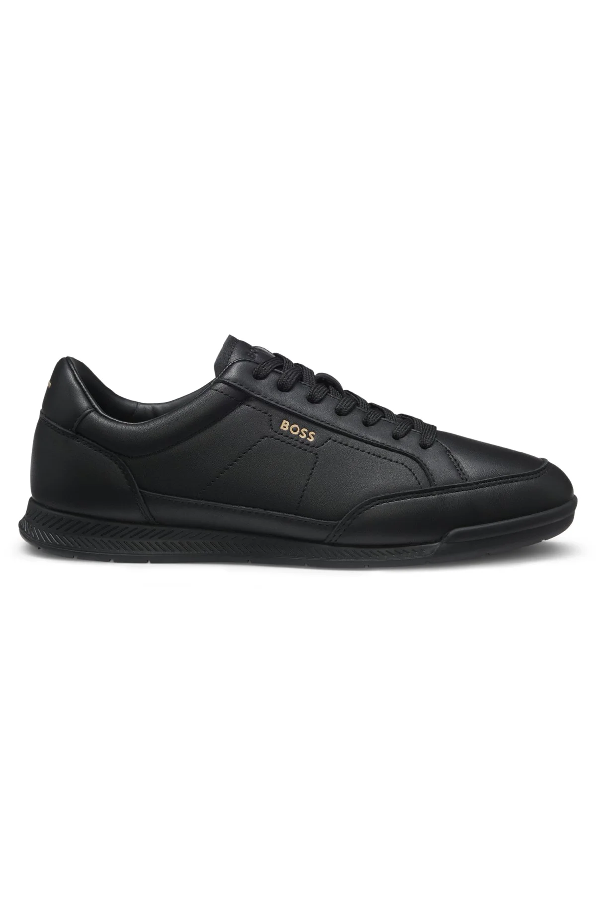 LEATHER TRAINERS WITH EMBOSSED LOGO - 1