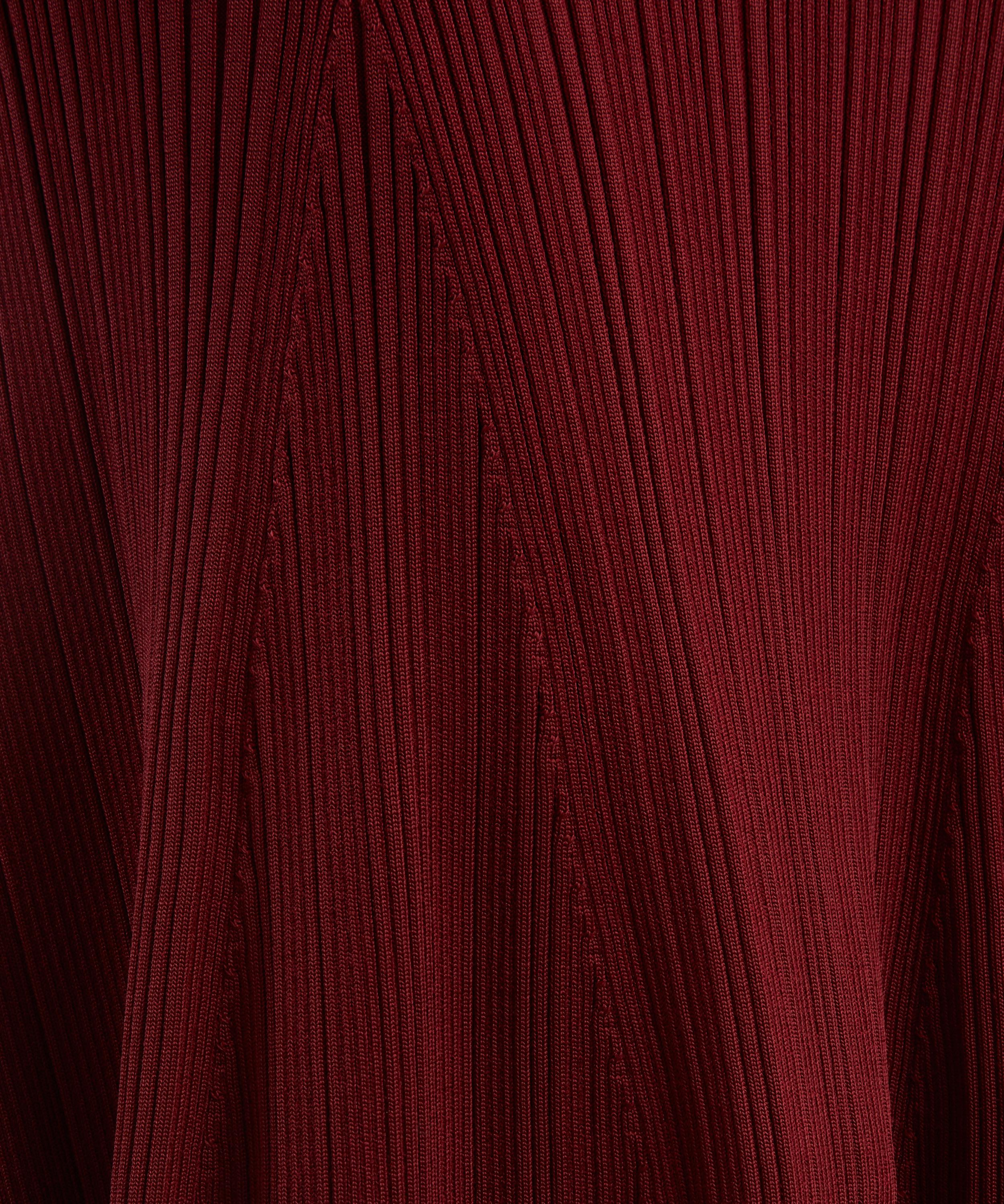 Burgundy Ribbed Knit Midi Dress - 5