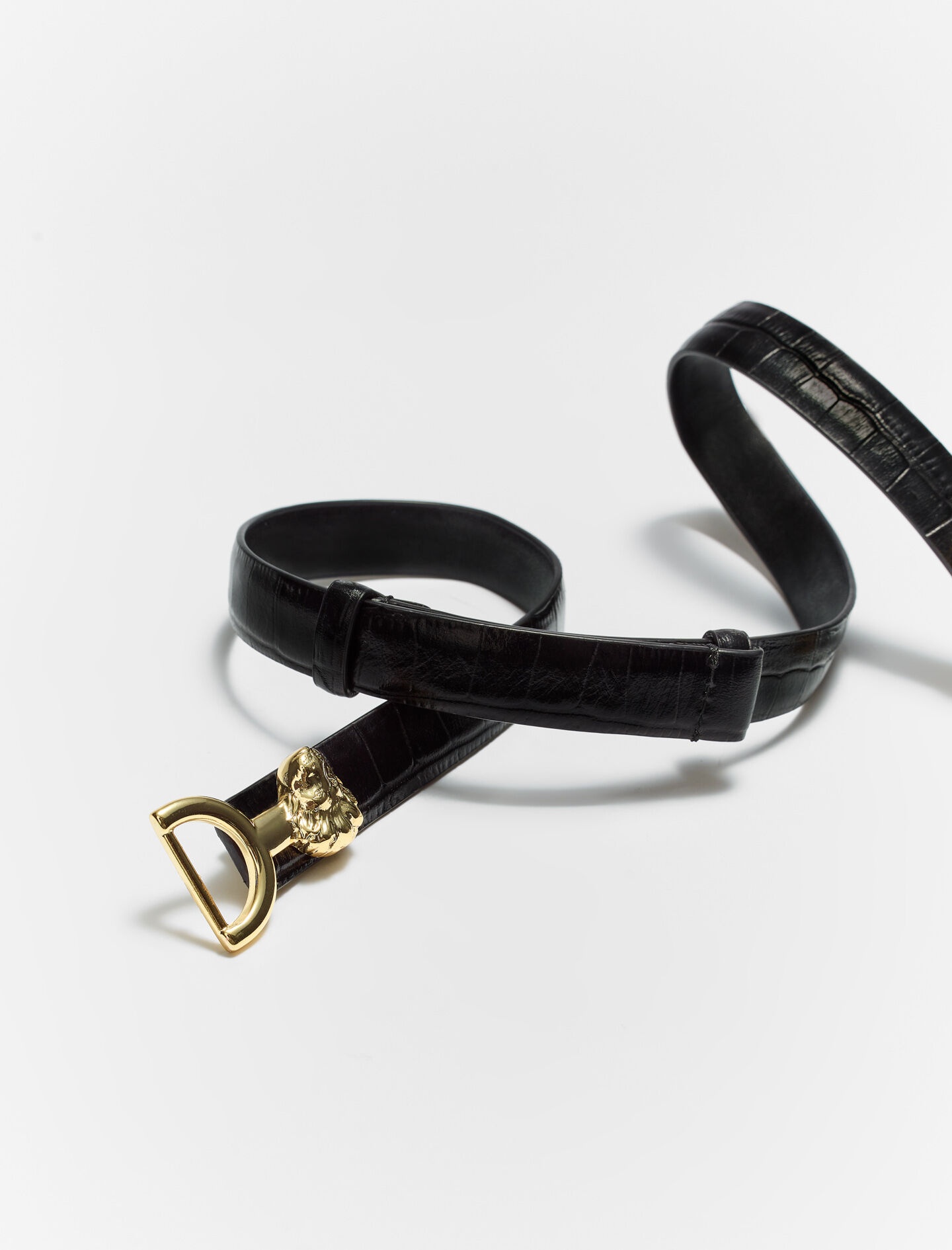 Thin leather belt with lion bit - 4